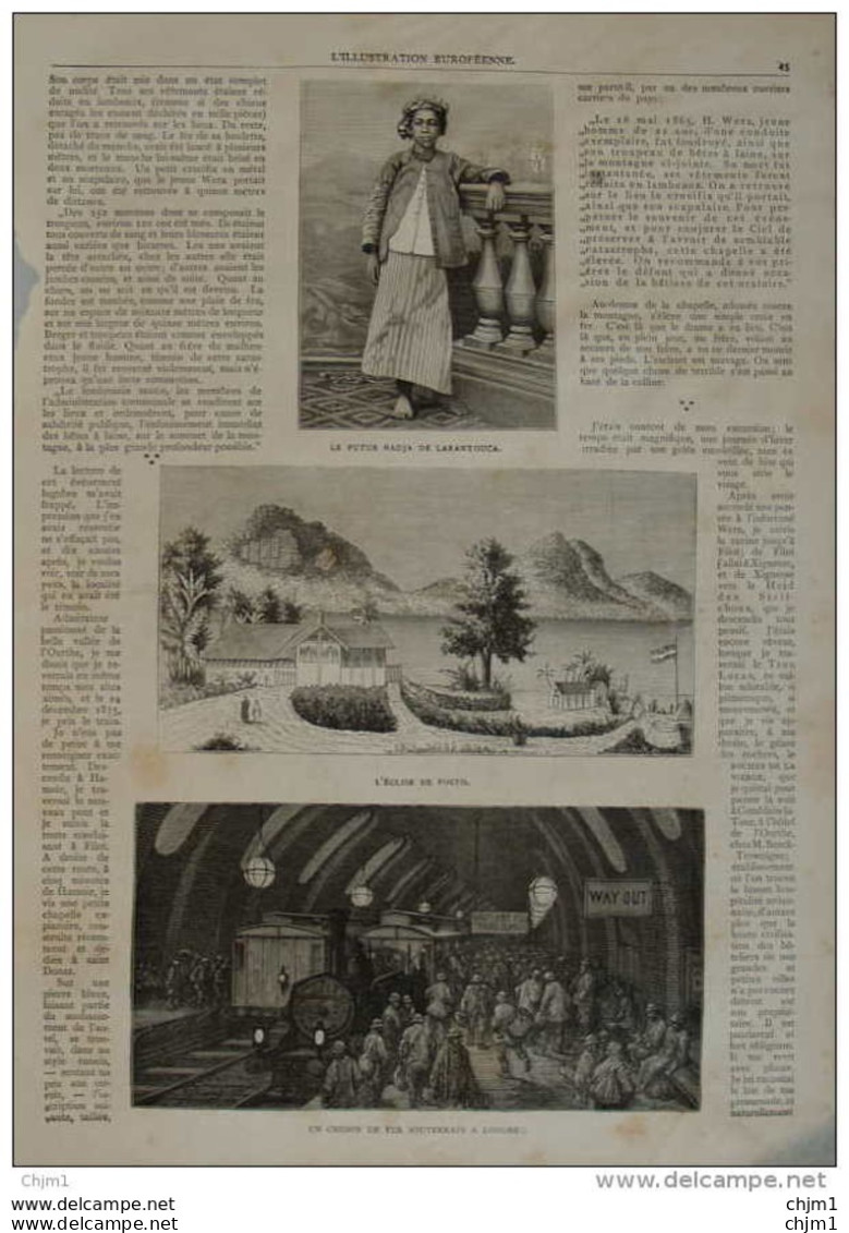 Un Chemin De Fer Souterrain à Londres - Le Futur Radja De Larantouca - Page Original 1876 - Historische Dokumente