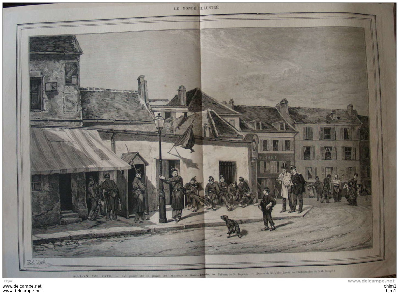 Le Poste De La Place Du Marché à Saint-Denis (tableau De M. Dupray) -  Page Original  1876 - Historical Documents