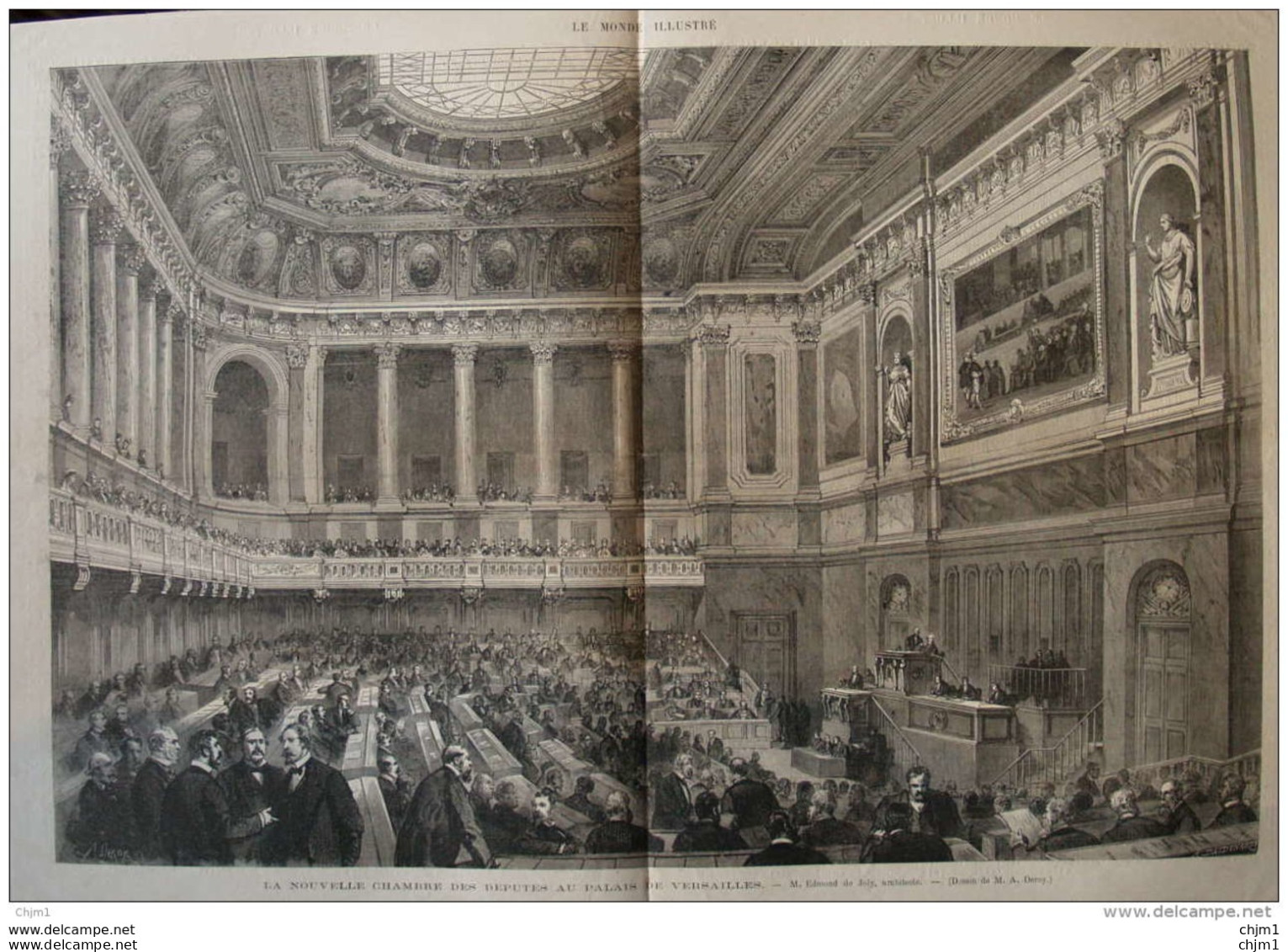 La Nouvelle Chambre Des Deputés Au Palais De Versailles -  Page Original  1876 - Documents Historiques