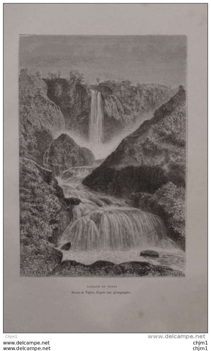 Cascade De Terni - Page Original 1876 - Historische Dokumente