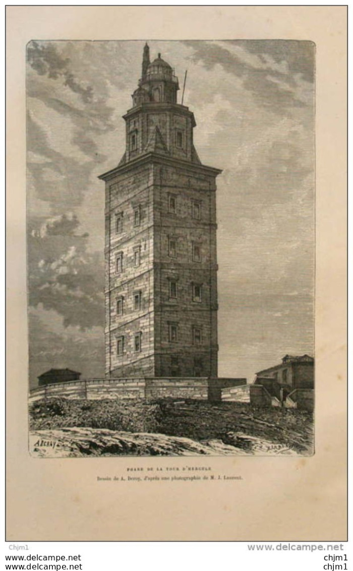 Phare De La Tour D'Hercule - Page Original 1876 - Historische Dokumente