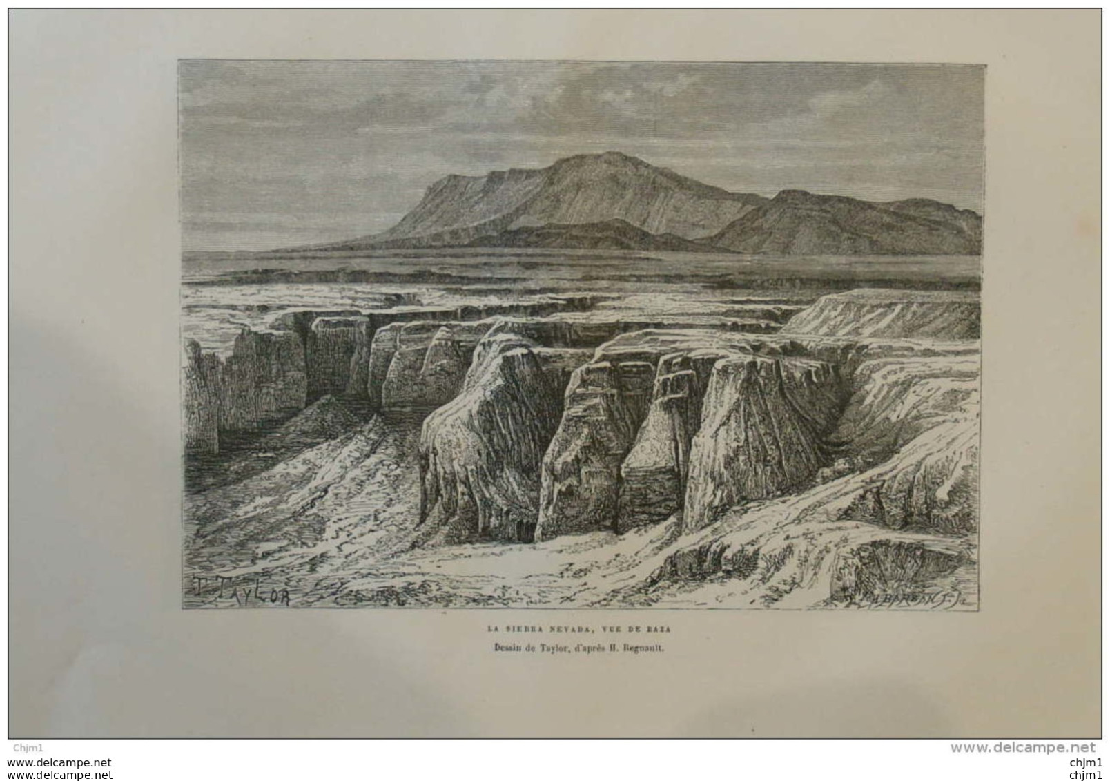La Sierra Nevada, Vue De Baza -  Page Original 1876 - Historical Documents