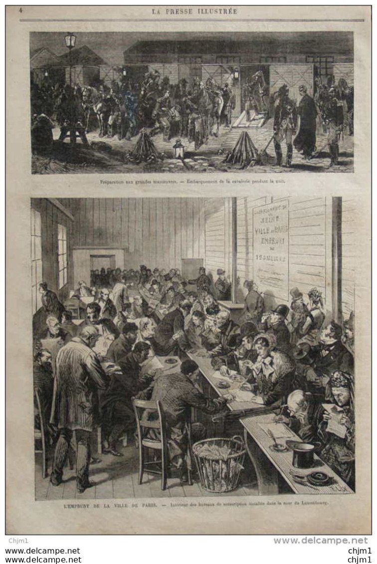 L'emprunt De La Ville De Paris - Intérieur Des Bureaux De Souscription Dans La Cour Du Luxembourg -  Page Original 1876 - Historical Documents