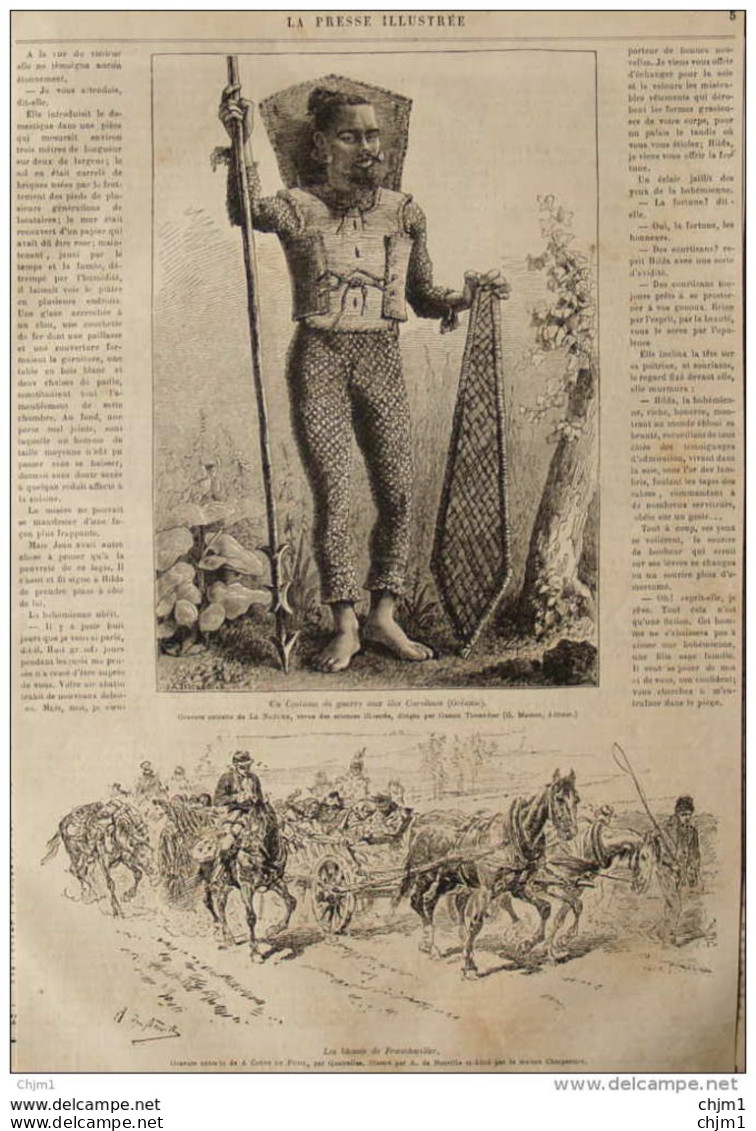 Un Costume De Guerre Aux Iles Carolines - Les Blesses De Froeschwiller -  Page Original - 1876 - Historische Dokumente