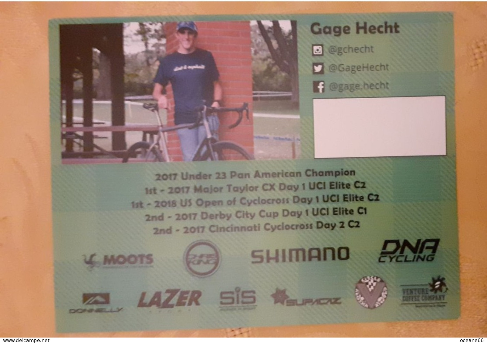 Autographe Gage Hecht - Ciclismo