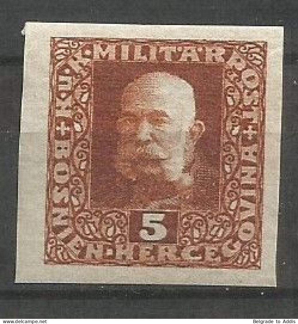 Bosnia Bosnien K.u.K. Austria Hungary Mi.100PUI PROOF Imperforated In Sepia MH / * 1916 - Bosnien-Herzegowina