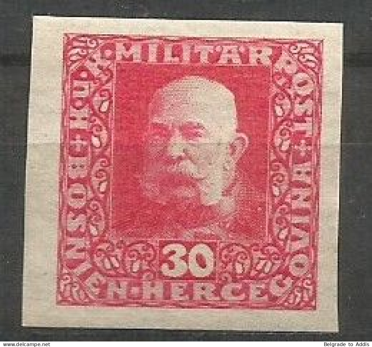 Bosnia Bosnien K.u.K. Austria Hungary Mi.107PUI PROOF Imperforated In Red MH / * 1916 - Bosnië En Herzegovina