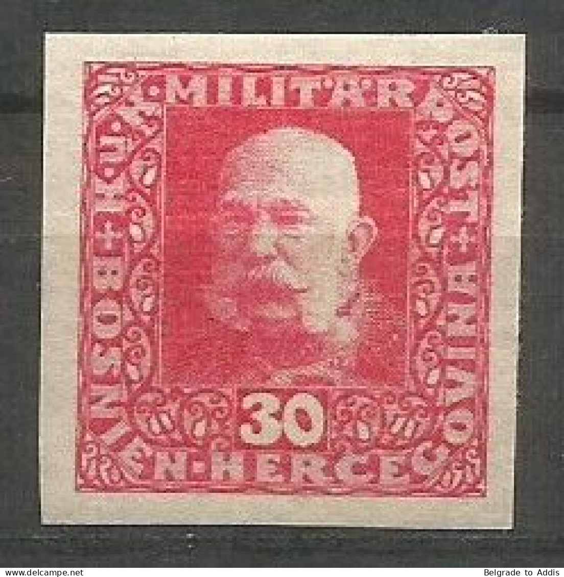 Bosnia Bosnien K.u.K. Austria Hungary Mi.107PUI PROOF Imperforated In Red MH / * 1916 - Bosnie-Herzegovine