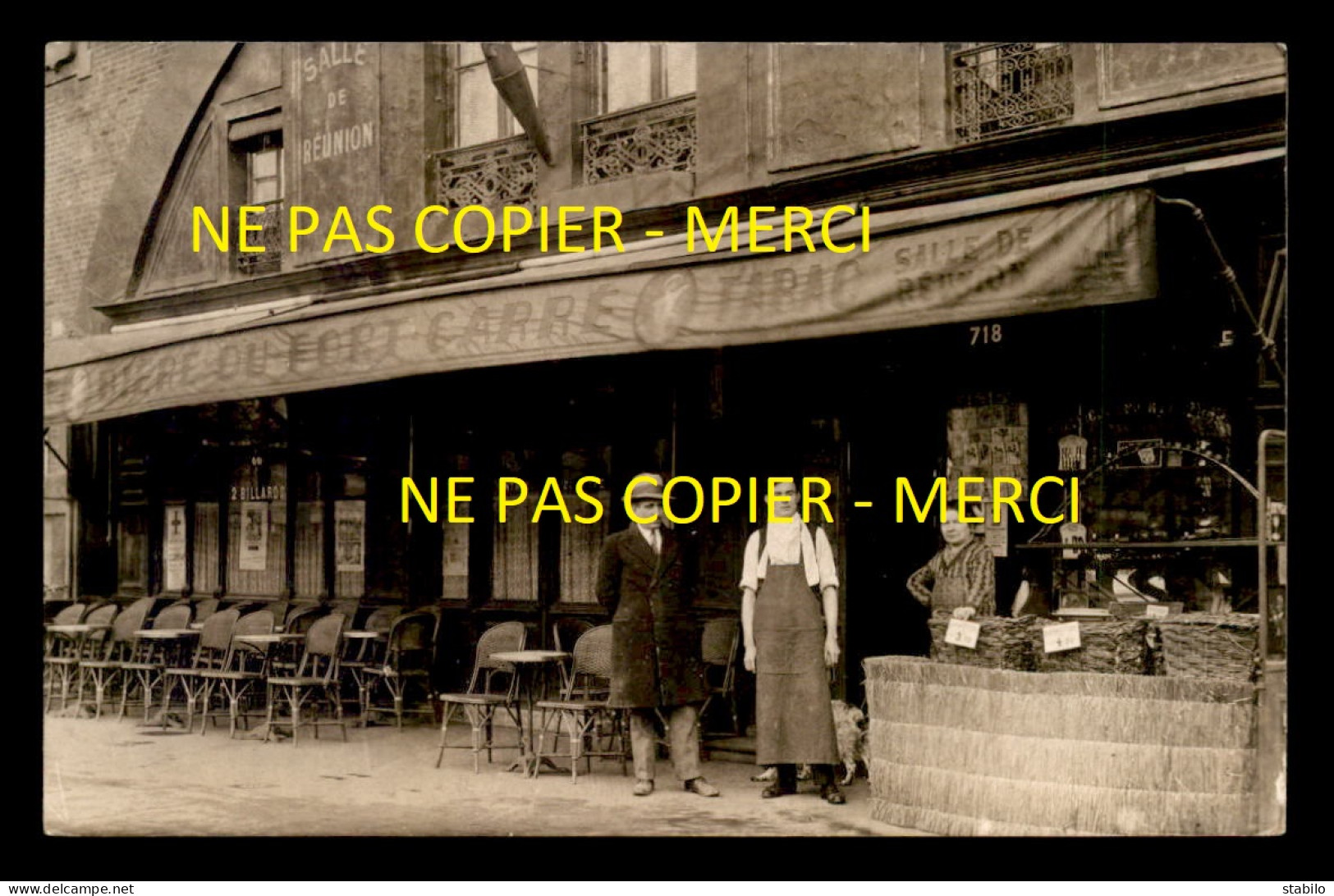 75 - PARIS 12EME - CAFE-TABAC AVENUE DAUMESNIL SOUS LES VOIES DE CHEMIN DE FER - CARTE PHOTO ORIGINALE - Arrondissement: 12