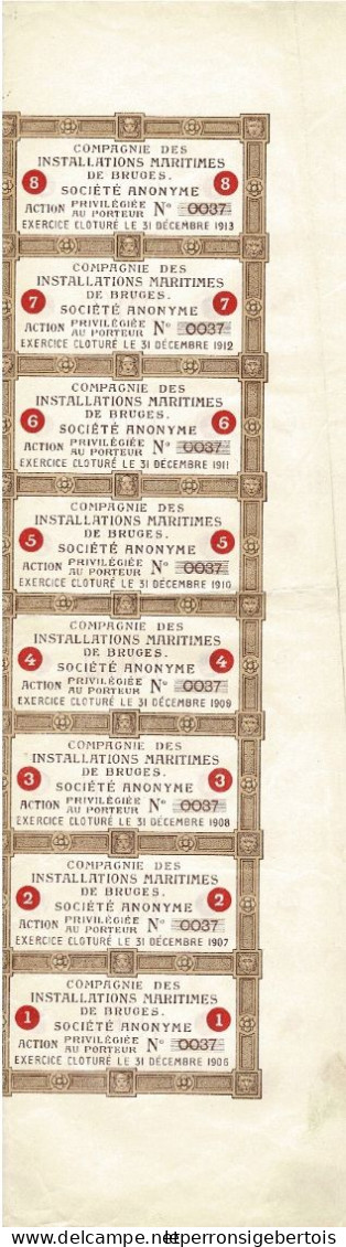 Titre De 1904 - Compagnie Des Installations Maritimes De Bruges - Art Déco - Superbe - - Navigation