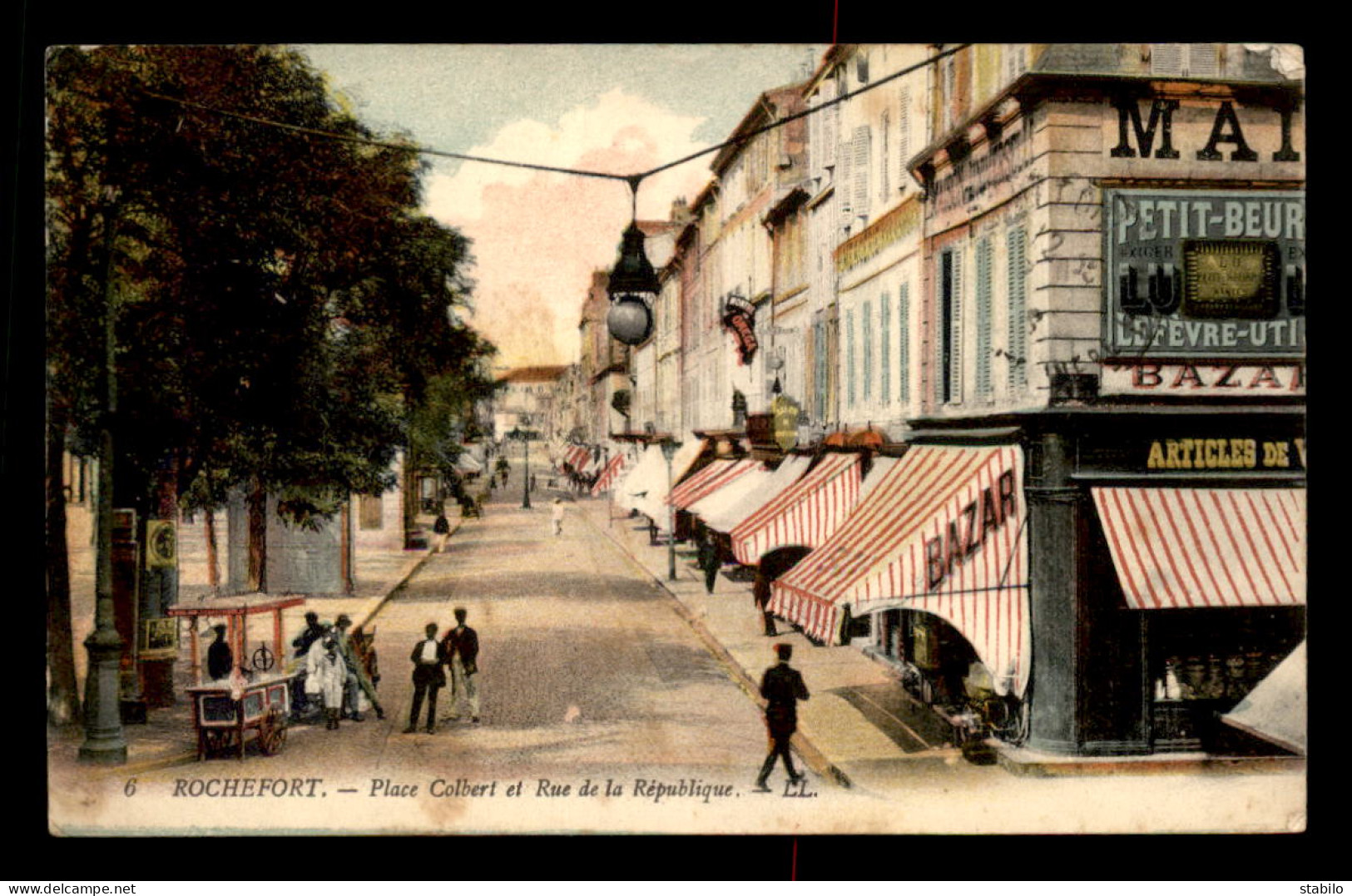 17 - ROCHEFORT - PLACE COLBERT ET RUE DE LA REPUBLIQUE - CARTE COLORISEE - Rochefort