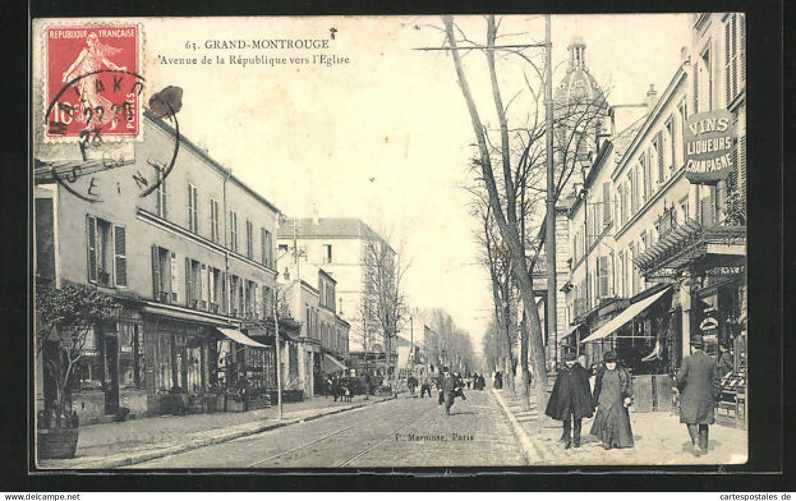 CPA Grand-Montrouge, Avenue De La Republique Vers L'Eglise  - Montrouge