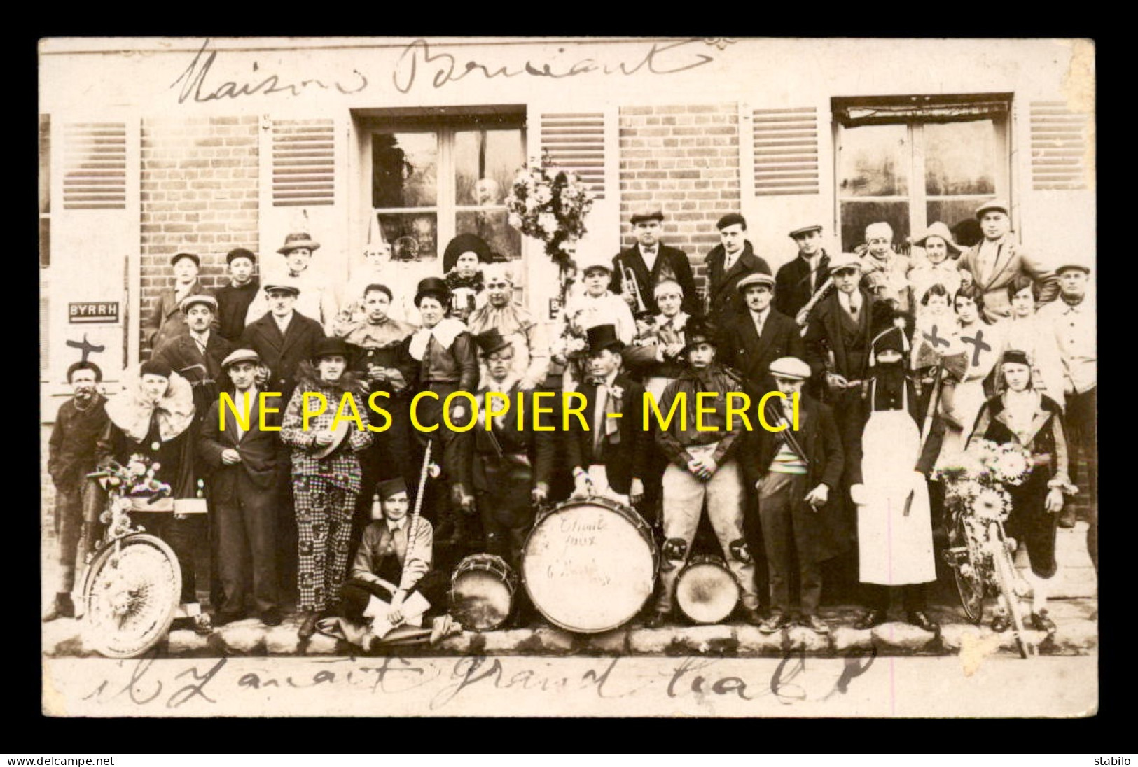 60 - CHOULE DE JAUX - 6 MARS 1939 - MUSICIENS DEGUISES POUR LA FETE - CARTE PHOTO ORIGINALE - VOIR ETAT - Other & Unclassified