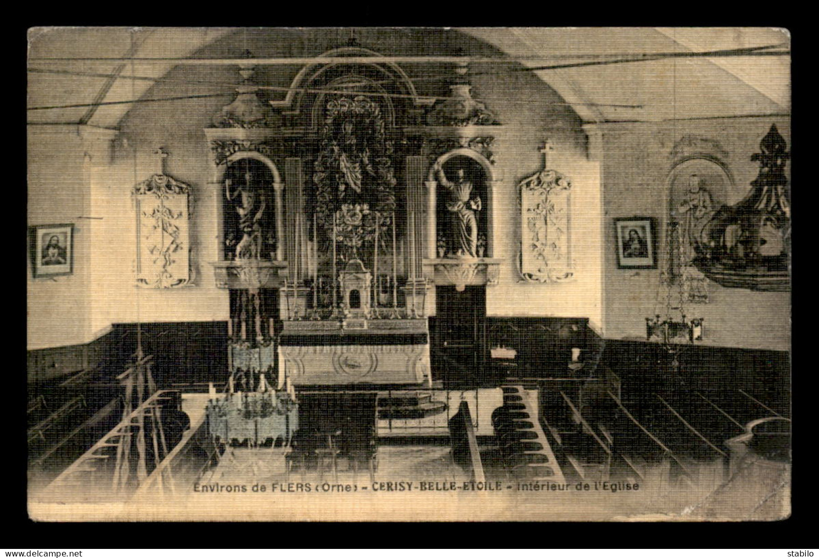 61 - CERISY-BELLE-ETOILE - INTERIEUR DE L'EGLISE - CARTE TOILEE ET COLORISEE - Sonstige & Ohne Zuordnung