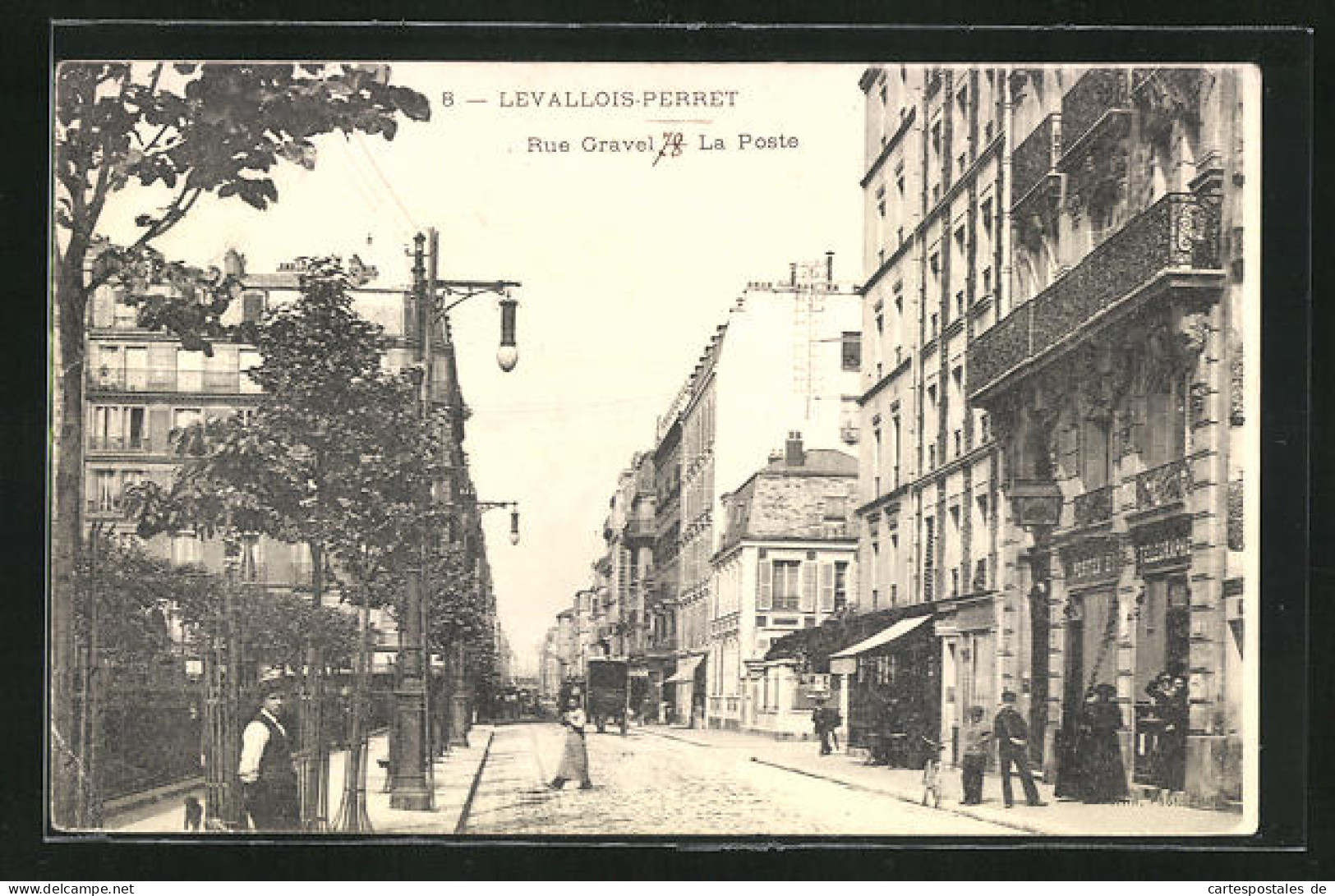 CPA Levallois-Perret, Rue Gravel - La Poste  - Levallois Perret