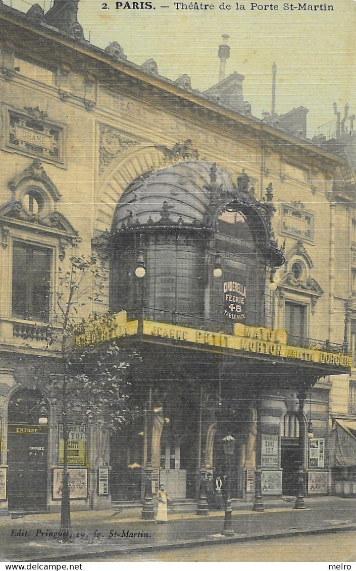 CPA- (Dep. 75) - Paris - 10ème - Théâtre De La Porte St. Martin - Devanture Salle Spectacle - CPA Toilée Colorisée - Distretto: 10