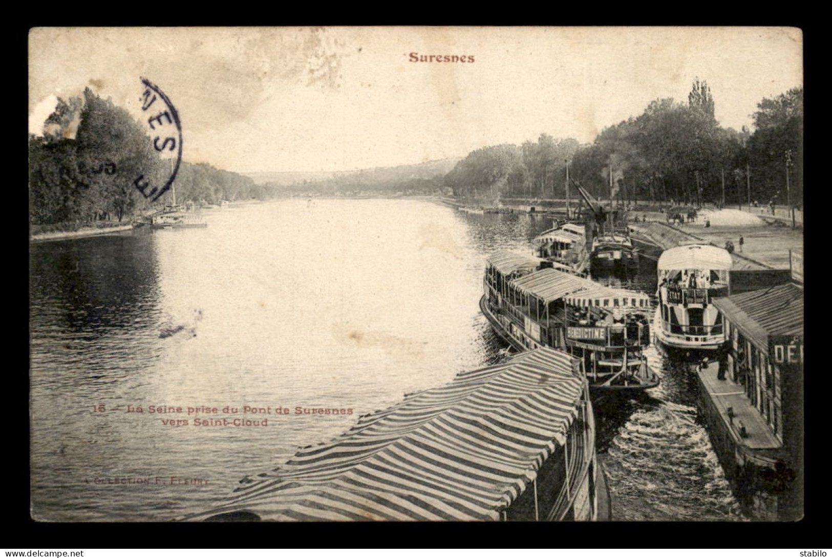 92 - SURESNES - LA SEINE AU PONT DE SURESNES - PENICHES - COLLECTION FLEURY N°15 - Suresnes