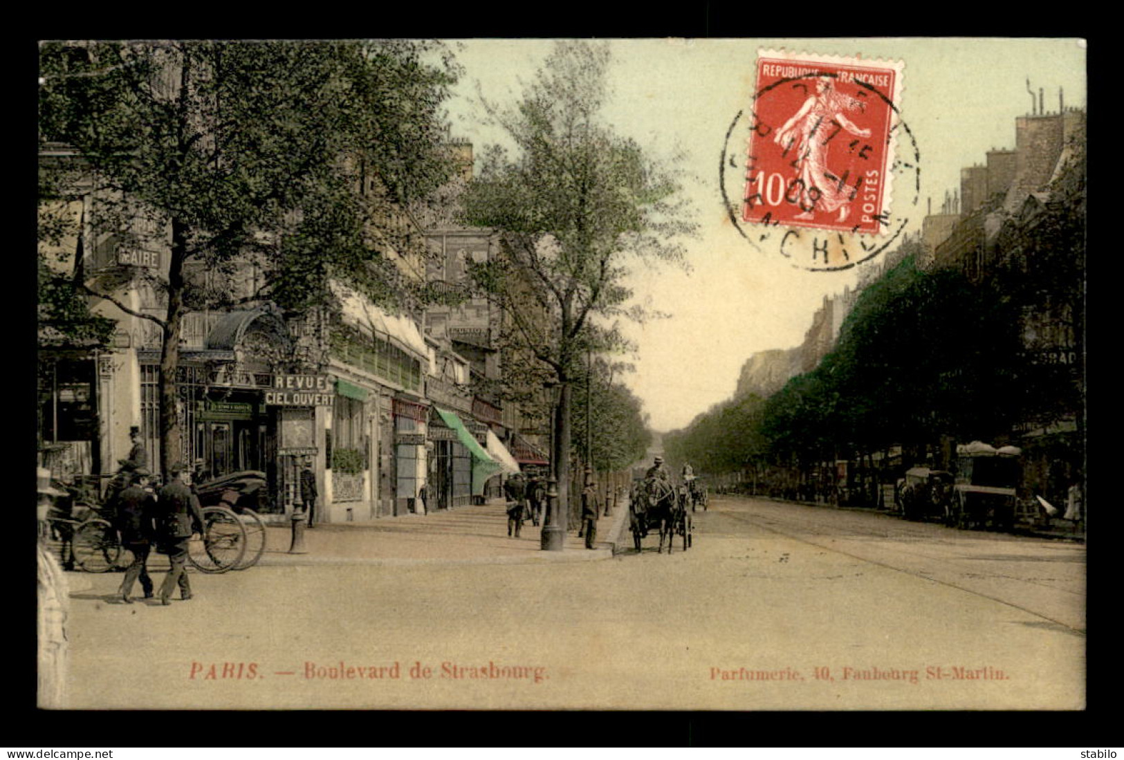 75 - PARIS 10EME - BOULEVARD DE STRASBOURG - CARTE COLORISEE - Arrondissement: 10