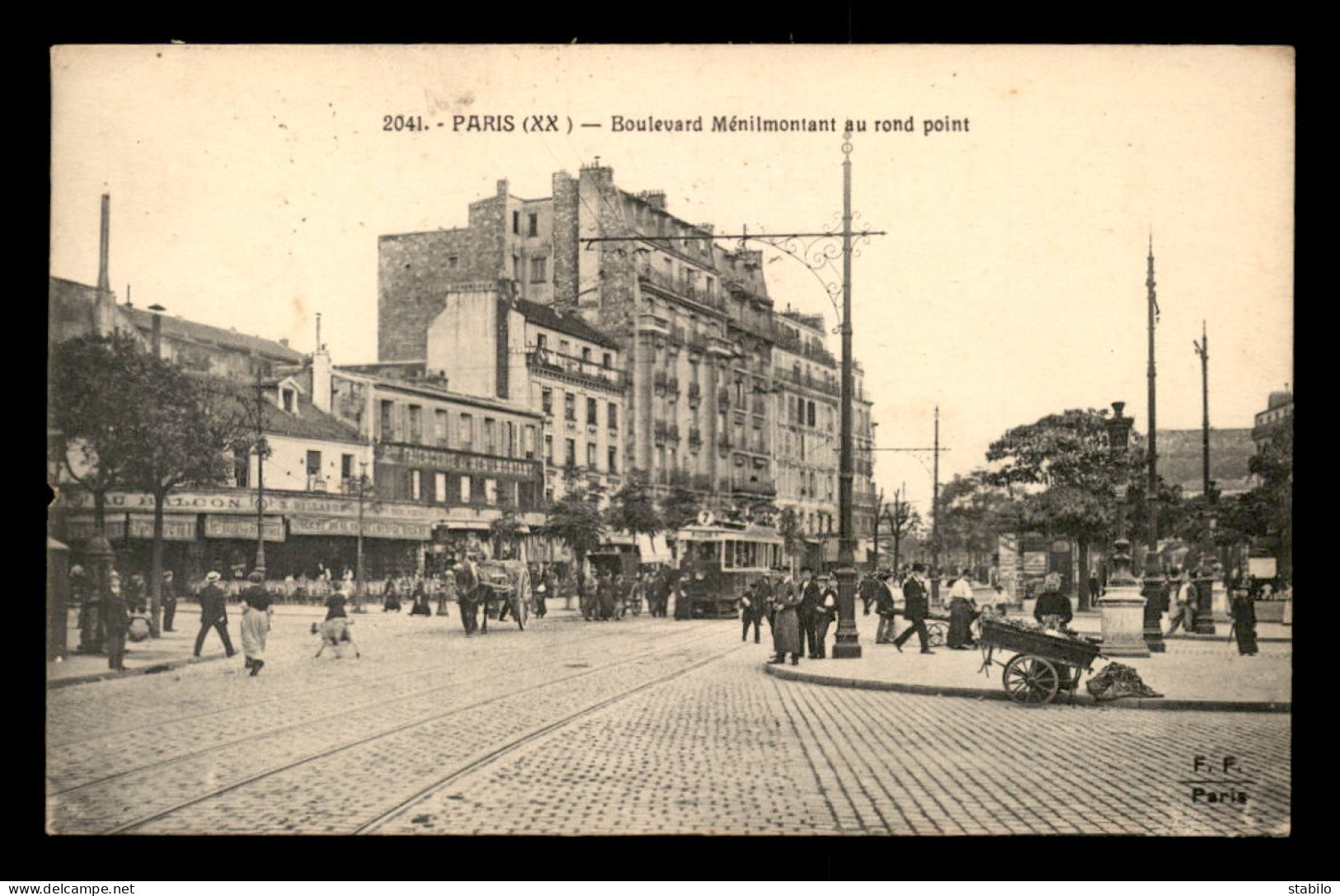 75 - PARIS 20EME - SERIE PARIS N°2041 EDITEUR FLEURY - BOULEVARD MENILMONTANT AU ROND-POINT - Distrito: 20