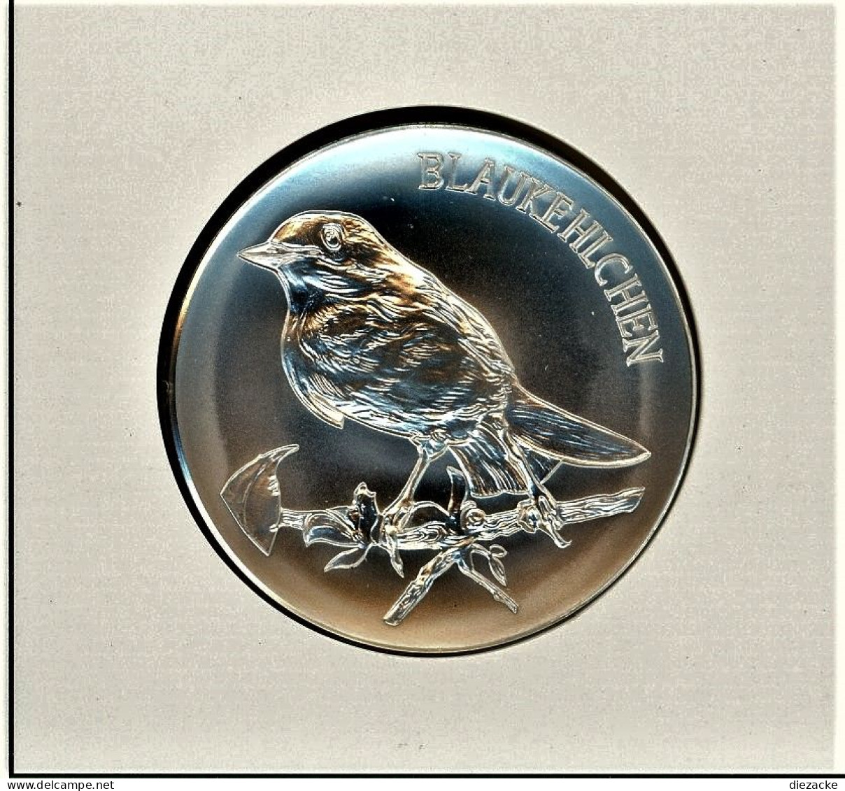 Schweiz Medaillenblatt Tiere Der Heimat Blaukehlchen Medaille Feinsilber (RH40 - Sonstige & Ohne Zuordnung