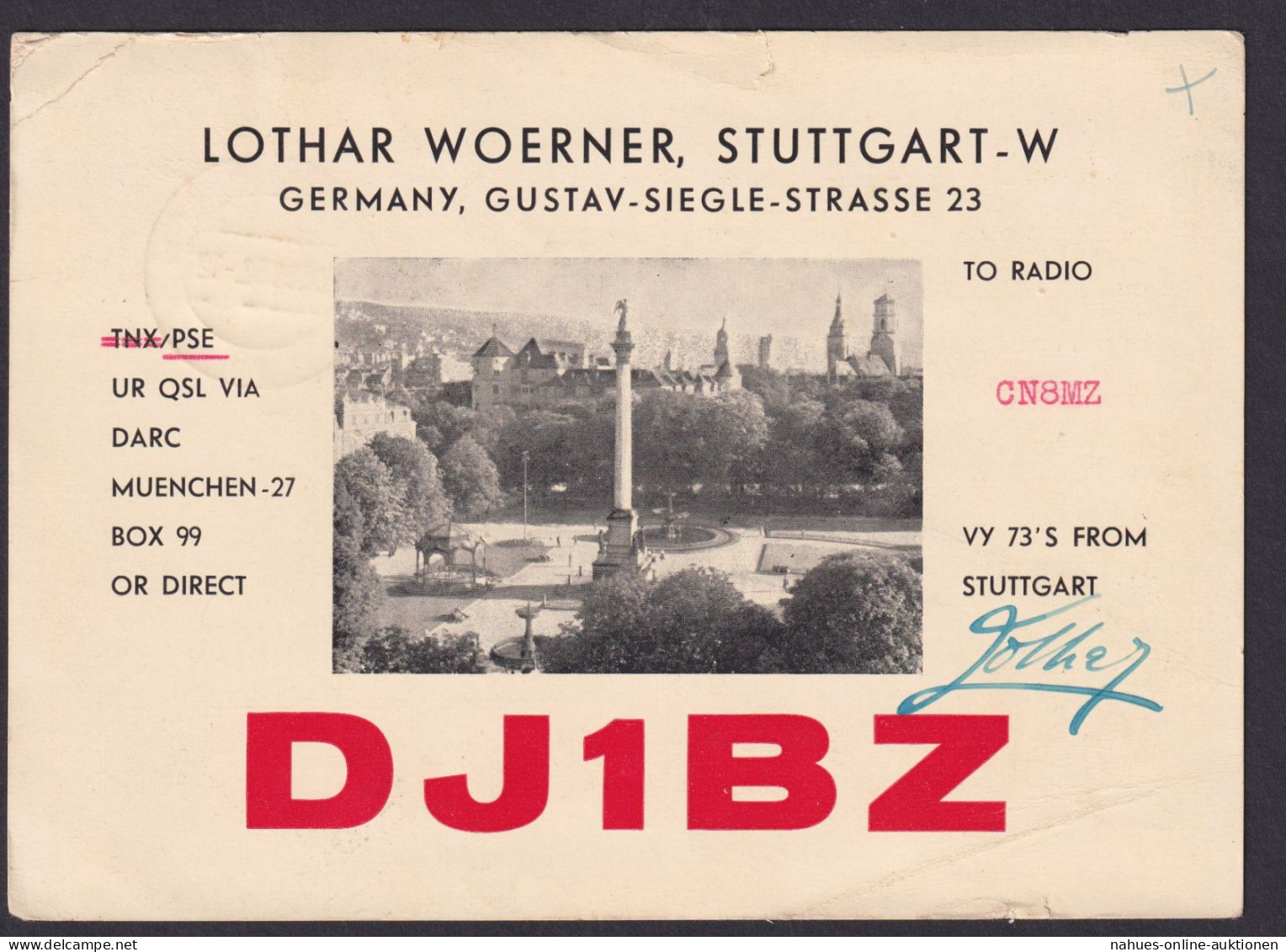 Bund Lothar Wörner Stuttgart Radio DJ1BZ Nach Rabat Marokko Afrika - Covers & Documents