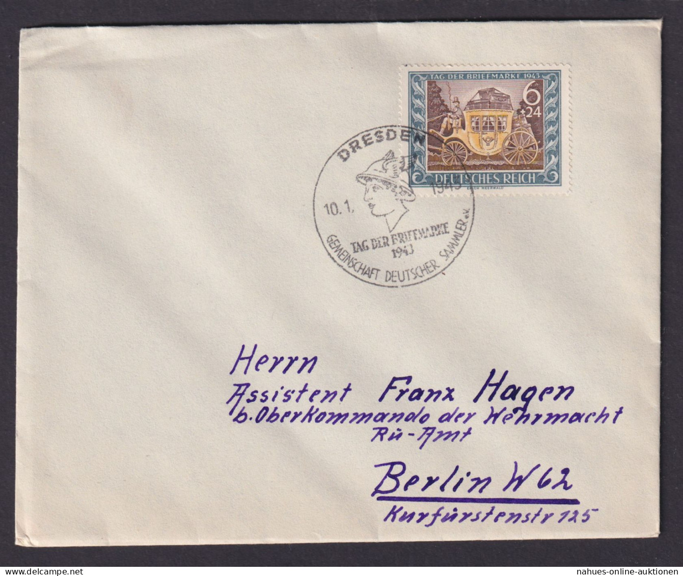 Dresden Deutsches Reich Sachsen Brief SST Philatelie Tag Der Briefmarke FDC 1943 - Lettres & Documents