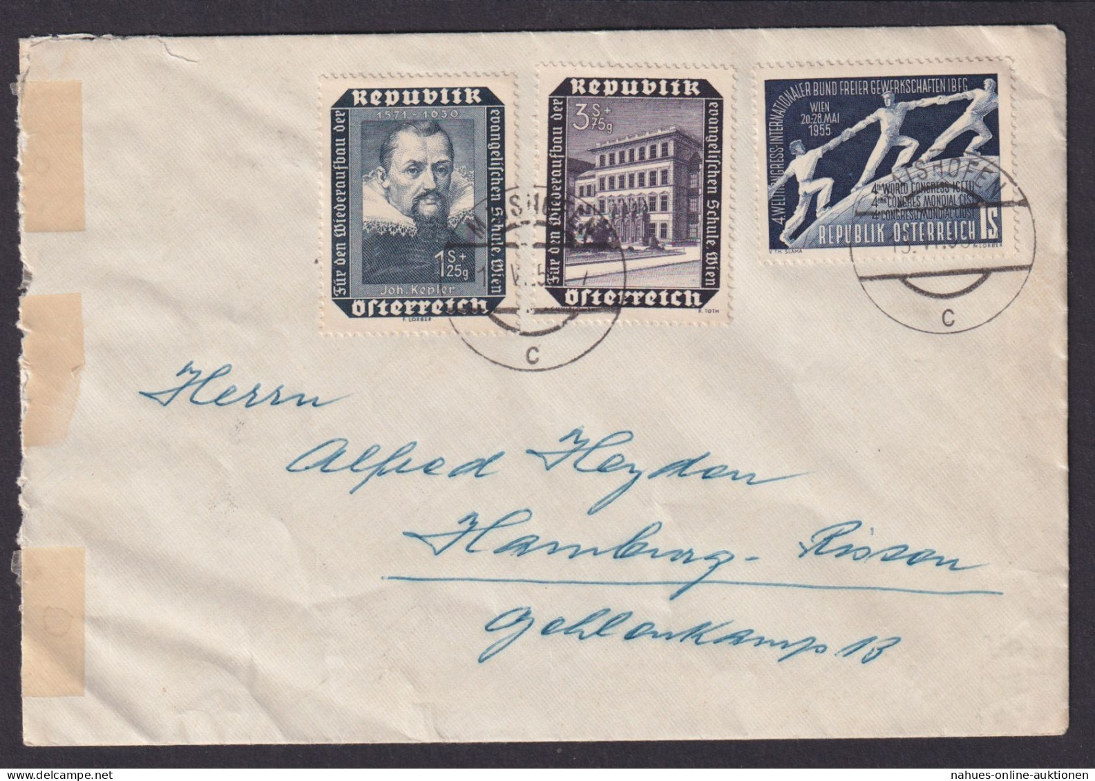 Österreich Brief MIF Gewerkschaft U.a. 993 1018 Alshofen Hamburg 1953 - Cartas & Documentos