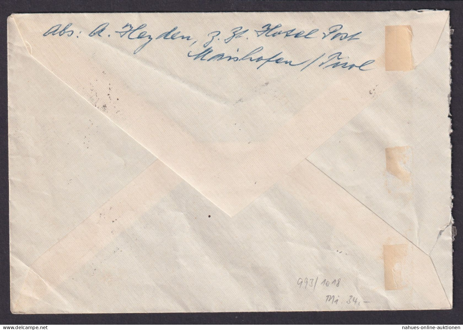 Österreich Brief MIF Gewerkschaft U.a. 993 1018 Alshofen Hamburg 1953 - Covers & Documents