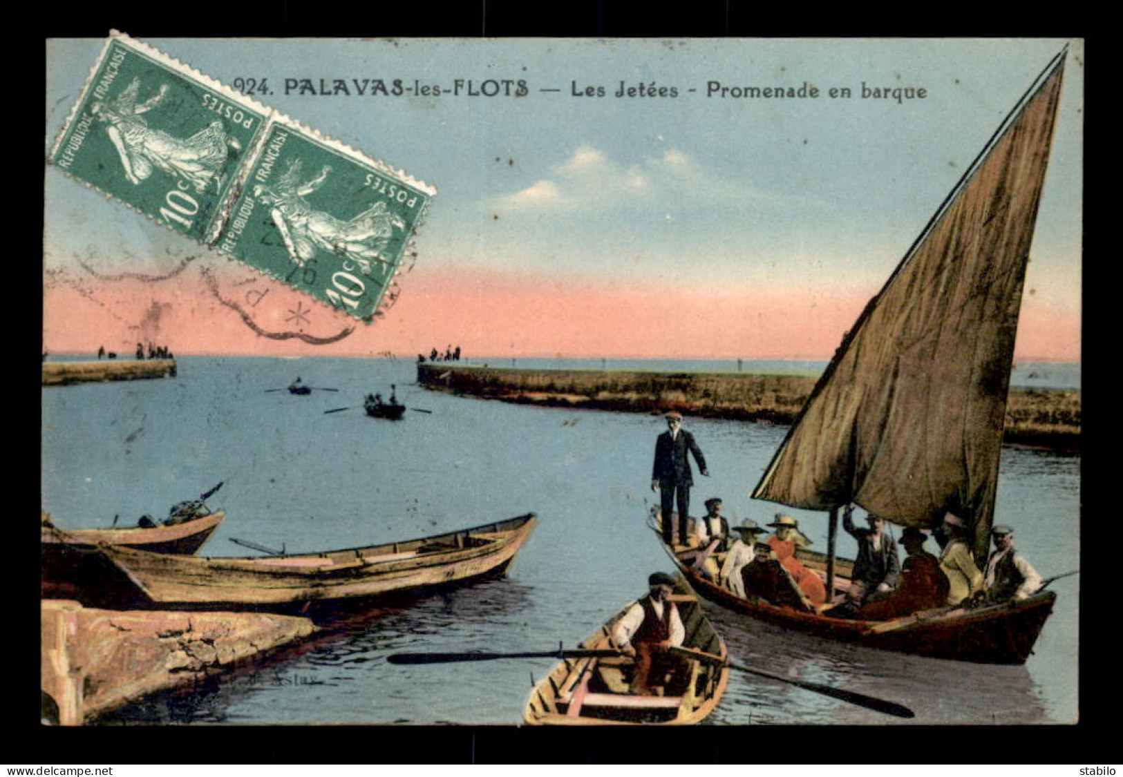 34 - PALAVAS - LES JETEES - PROMENADE EN BARQUE - CARTE COLORISEE - Palavas Les Flots