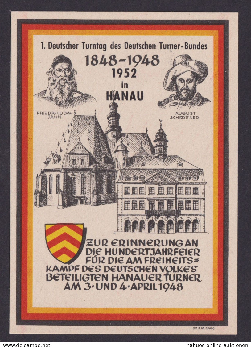 Bund Hanau Gute Anlasskarte Turnen Turntag Hunderjahrfeier Freiheitskampf - Covers & Documents