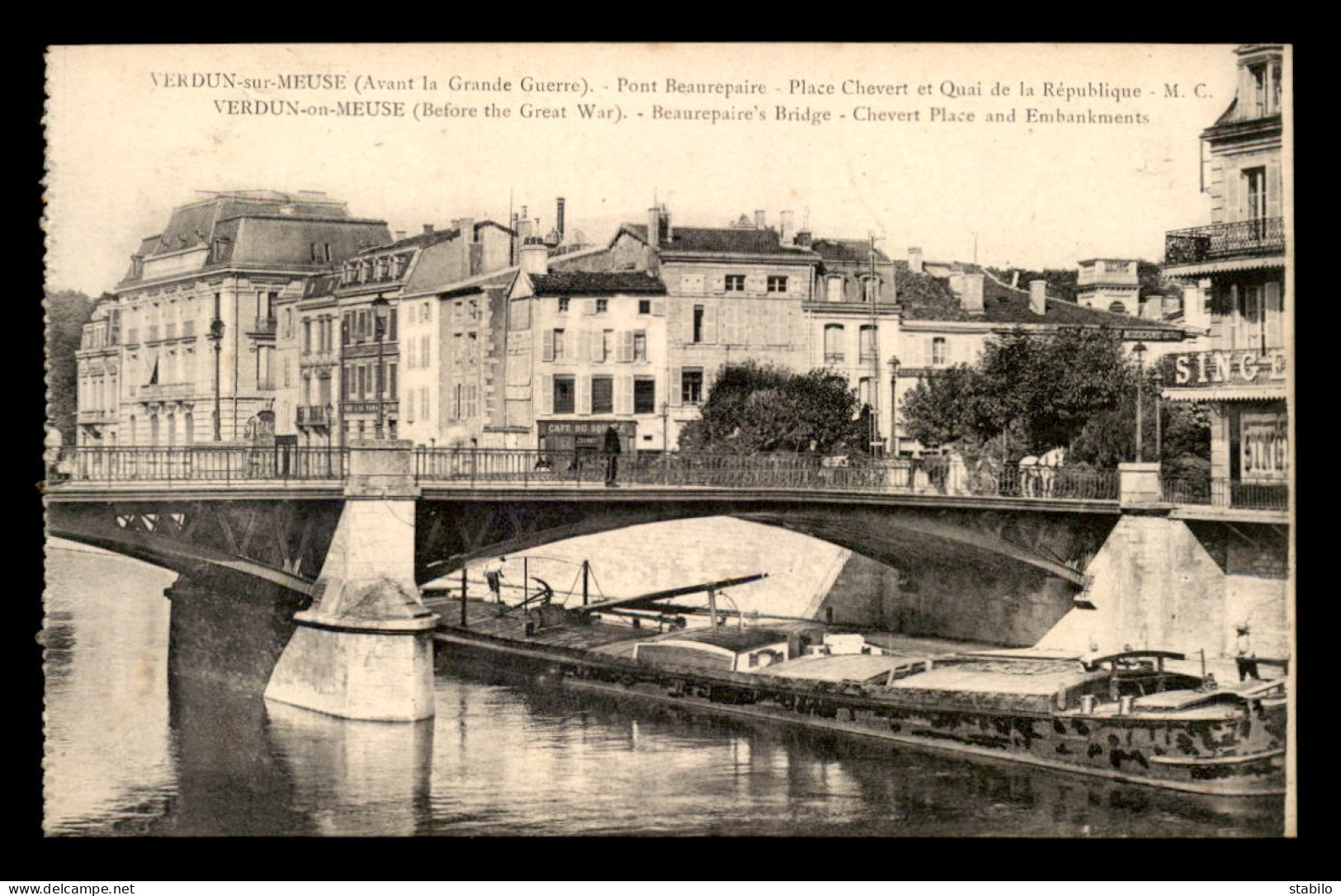 55 - VERDUN - PONT BEAUREPAIRE - PENICHE - EDITEUR MARTIN COLARDELLE - Verdun