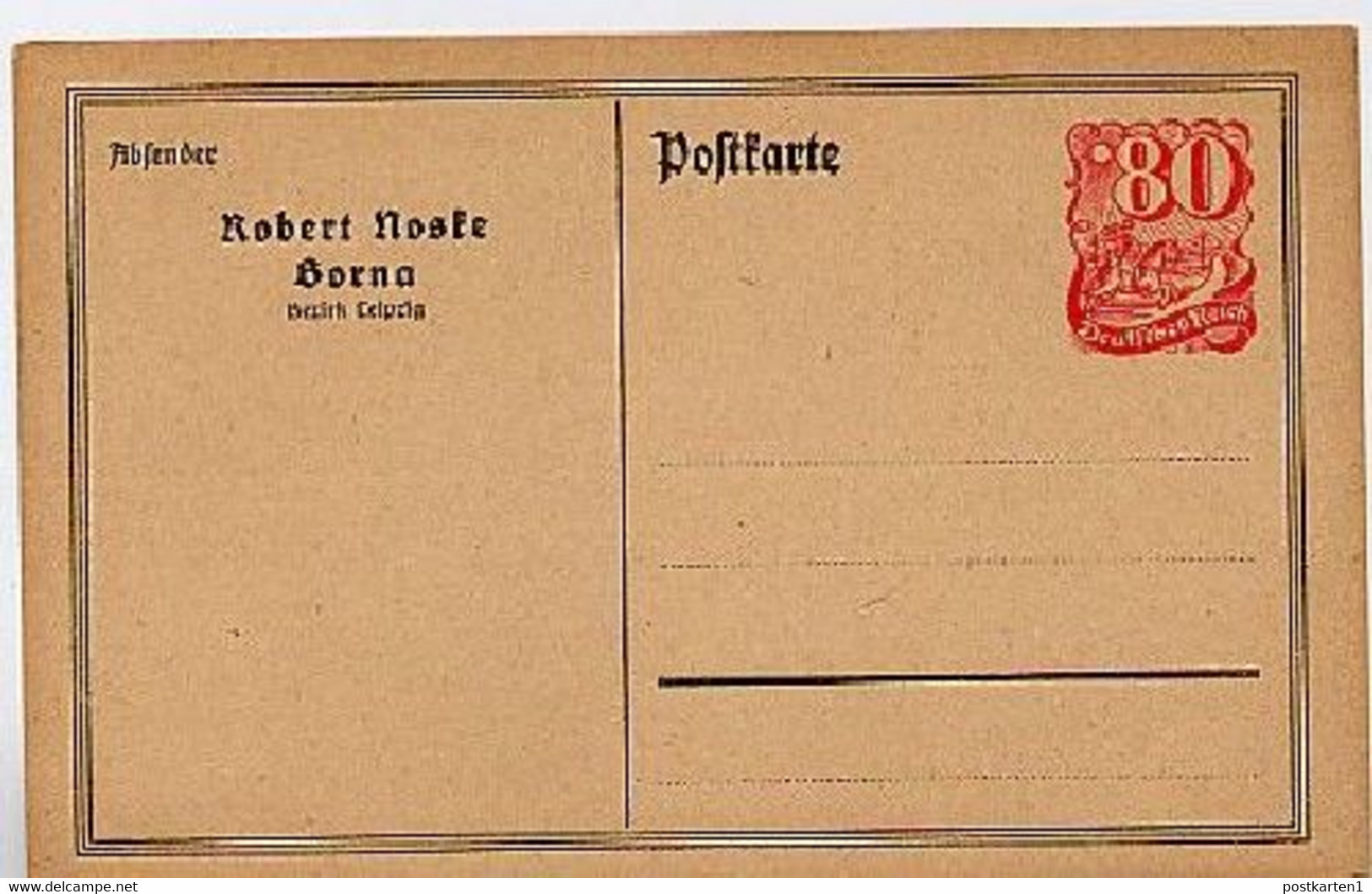 DR PP53/B1 Privat-Postkarte NOSKE, BORNA 1921  Kat. 14,00 € - Briefkaarten
