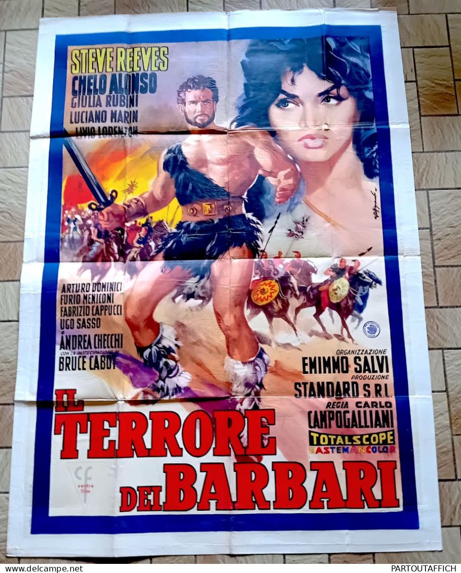 Affiche Originale Ciné TERREUR DES BARBARES (TERRORE DEI BARBARI) Steve REEVES Chelo ALONSO 1959 140X100cm - Manifesti & Poster