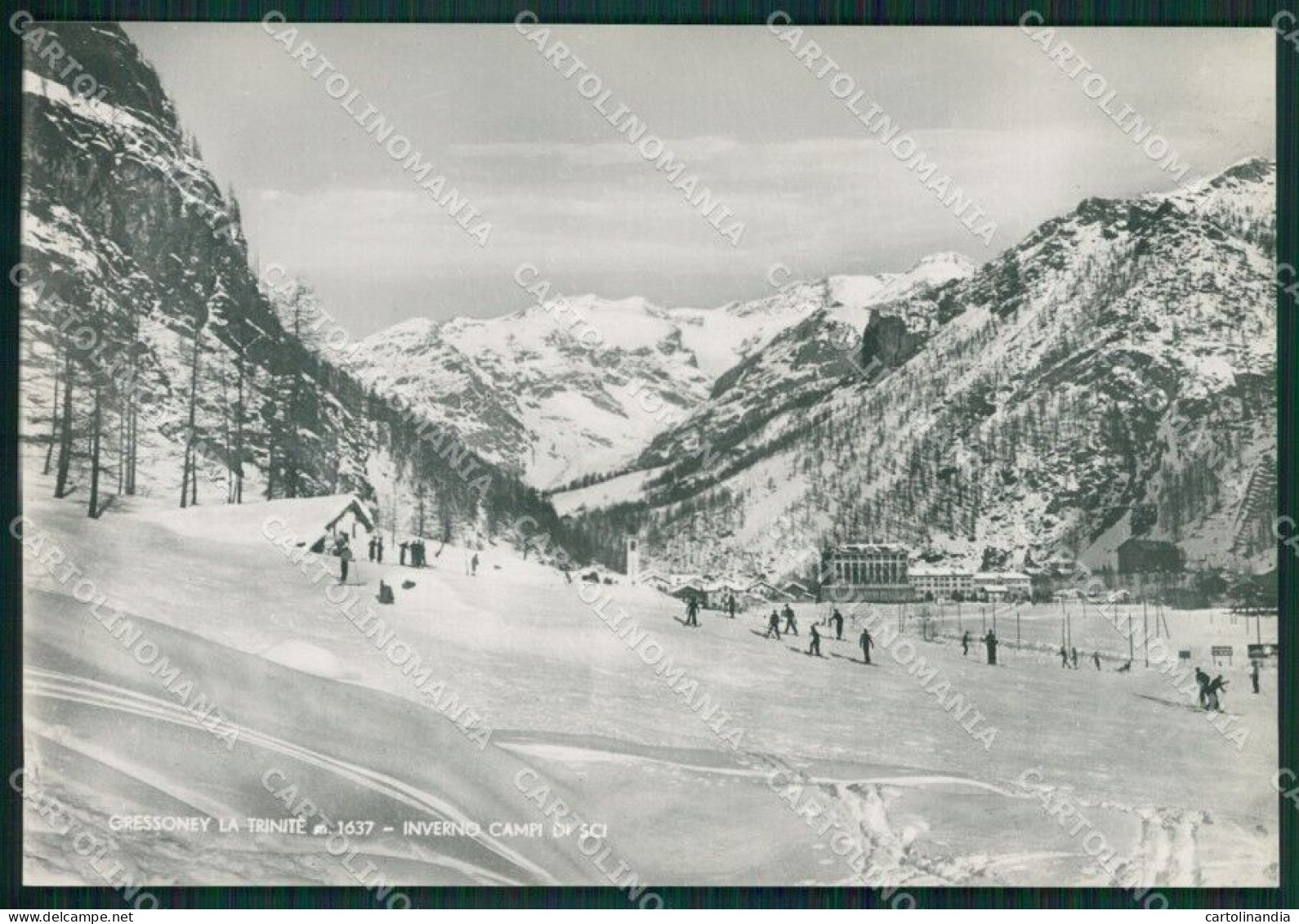 Aosta Gressoney La Trinitè Nevicata Sci Foto FG Cartolina KB1733 - Aosta