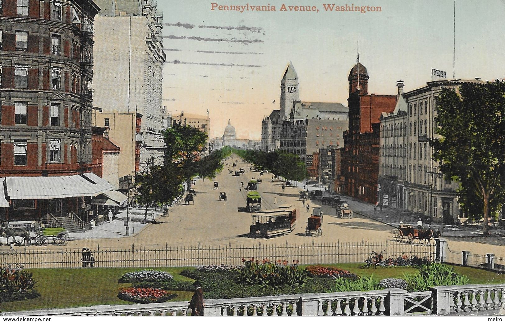 Post Card -Washington D.C–Pennsylvania Avenue Tramway Animation- Written Stamp Postmark 1911 – Fair Condition – 2 Sc - Washington DC