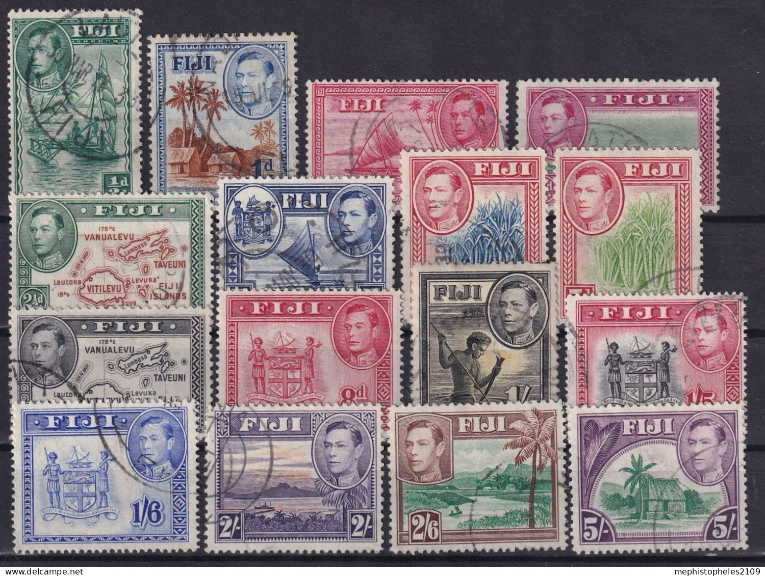 FIJI 1938-55 - Canceled - Sc# 117-131 - Fidji (...-1970)