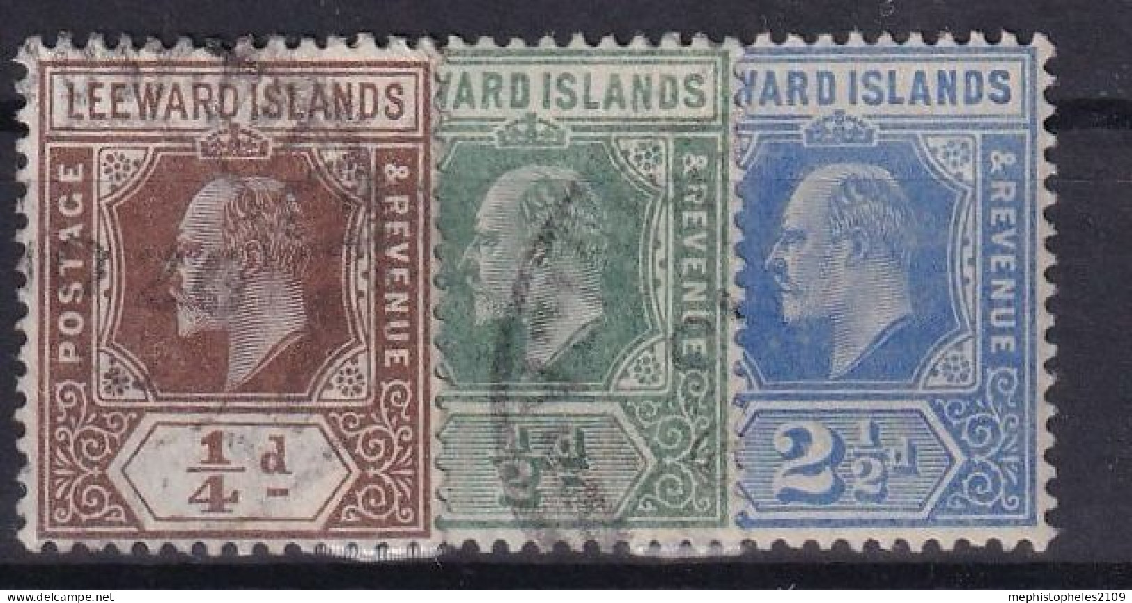 LEEWARD ISLANDS 1907 - Canceled - Sc# 41, 42, 45 - Leeward  Islands