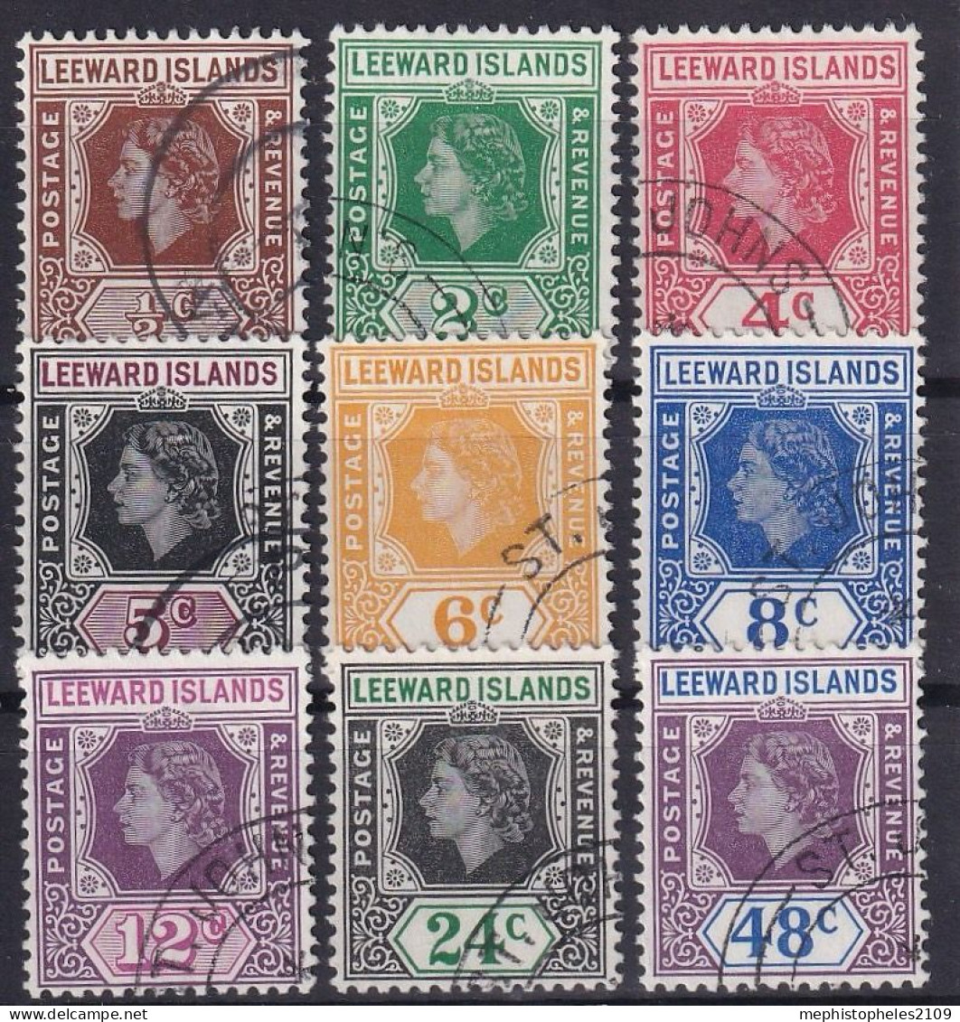 LEEWARD ISLANDS 1954 - Canceled - 9 Stamps Up To 48c - Leeward  Islands