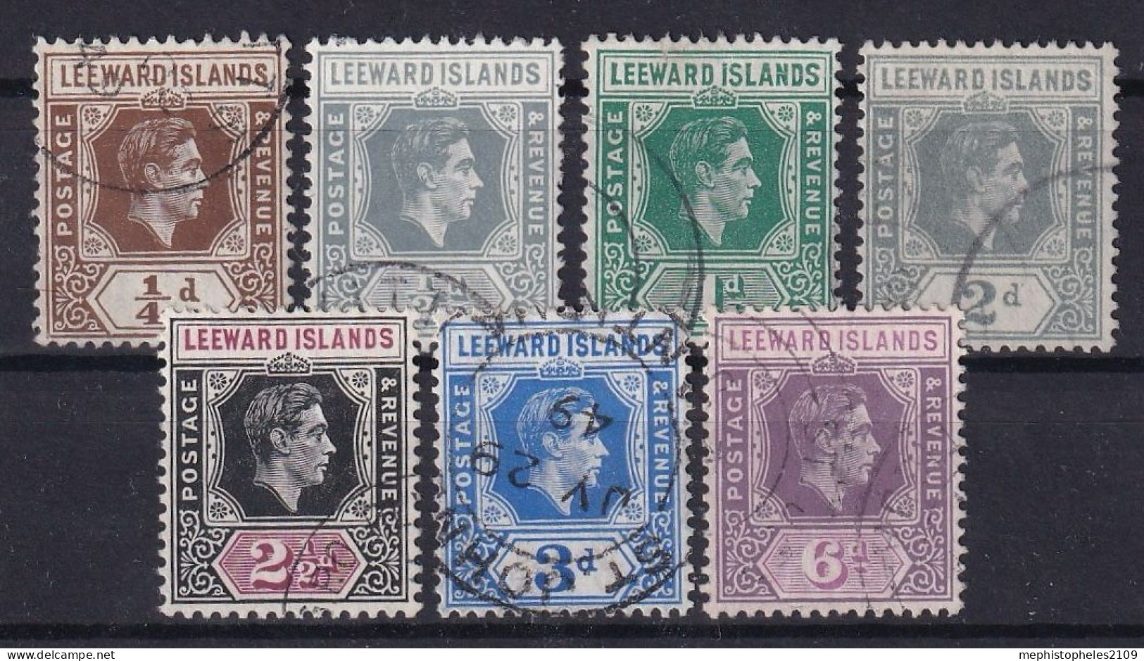 LEEWARD ISLANDS 1938 - Canceled - Sc# 103, 104, 107-110, 121 - Leeward  Islands