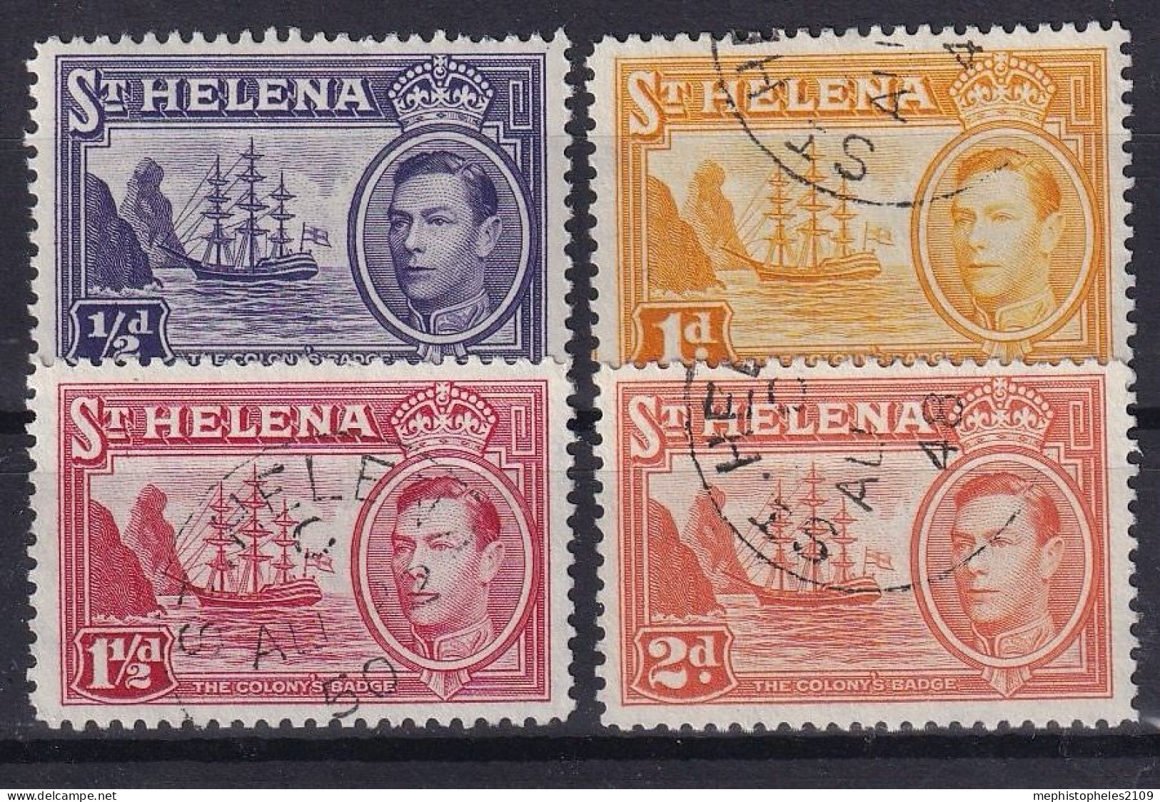 ST. HELENA 1938-40 - Canceled - Sc# 118, 119A, 120, 121 - St. Helena