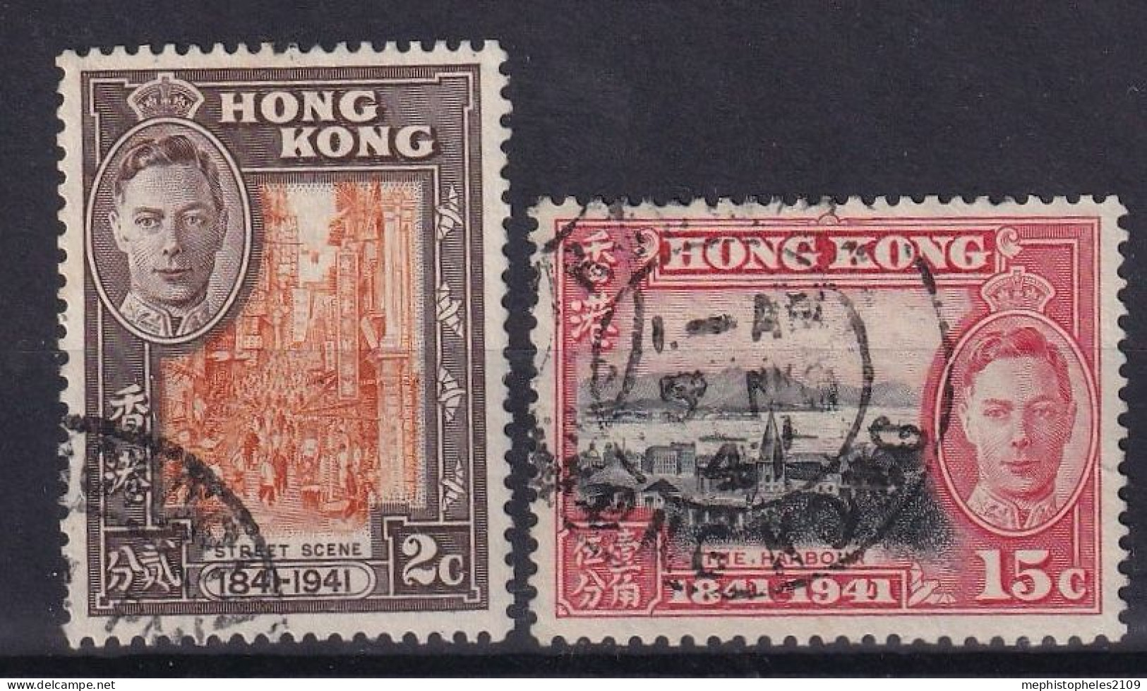 HONGKONG 1941 - Canceled - Sc# 168, 171 - Used Stamps