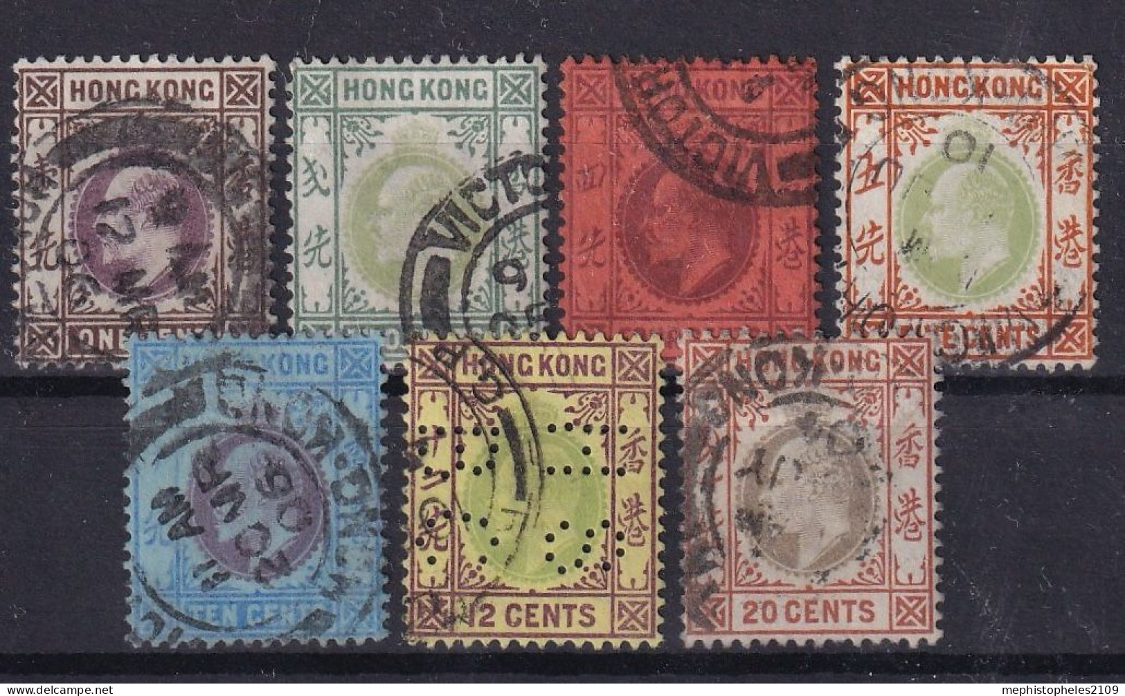 HONGKONG 1903 - Canceled - Sc# 71, 72, 73, 74, 76, 77, 78 - Oblitérés