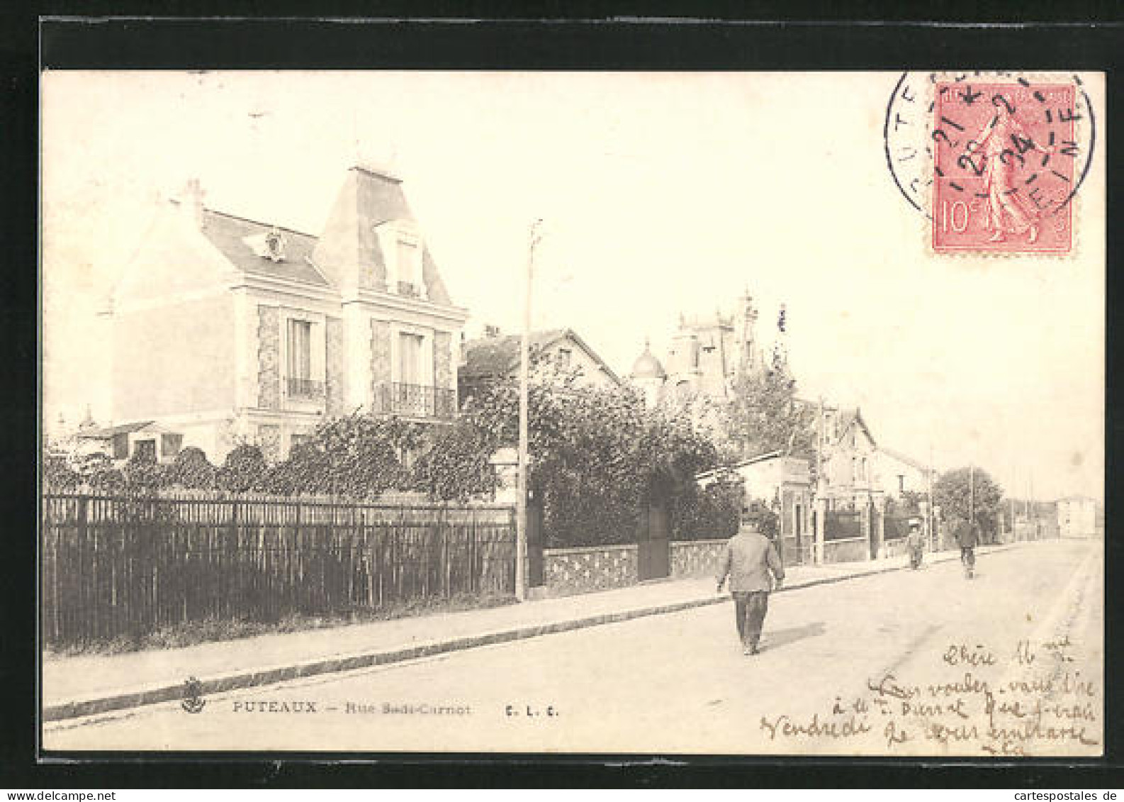 CPA Puteaux, Rue Sadi-Carnot, Personnes Et Maisons  - Puteaux