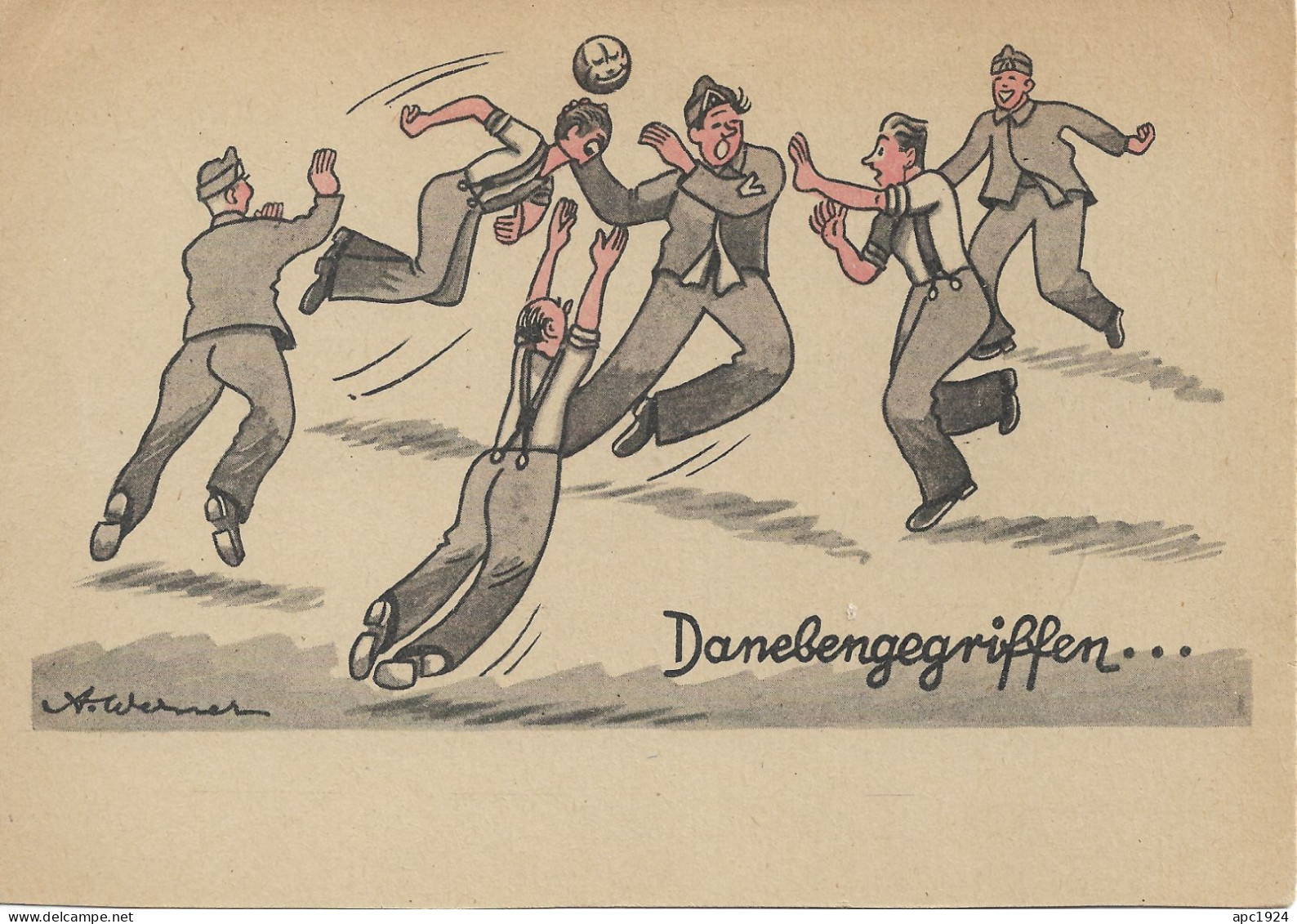 Feldpost 1942 Dibujo De A. Werner ( Tema Hand Ball) Numero 297 Enviado A Dorotheensh 8th - Handball