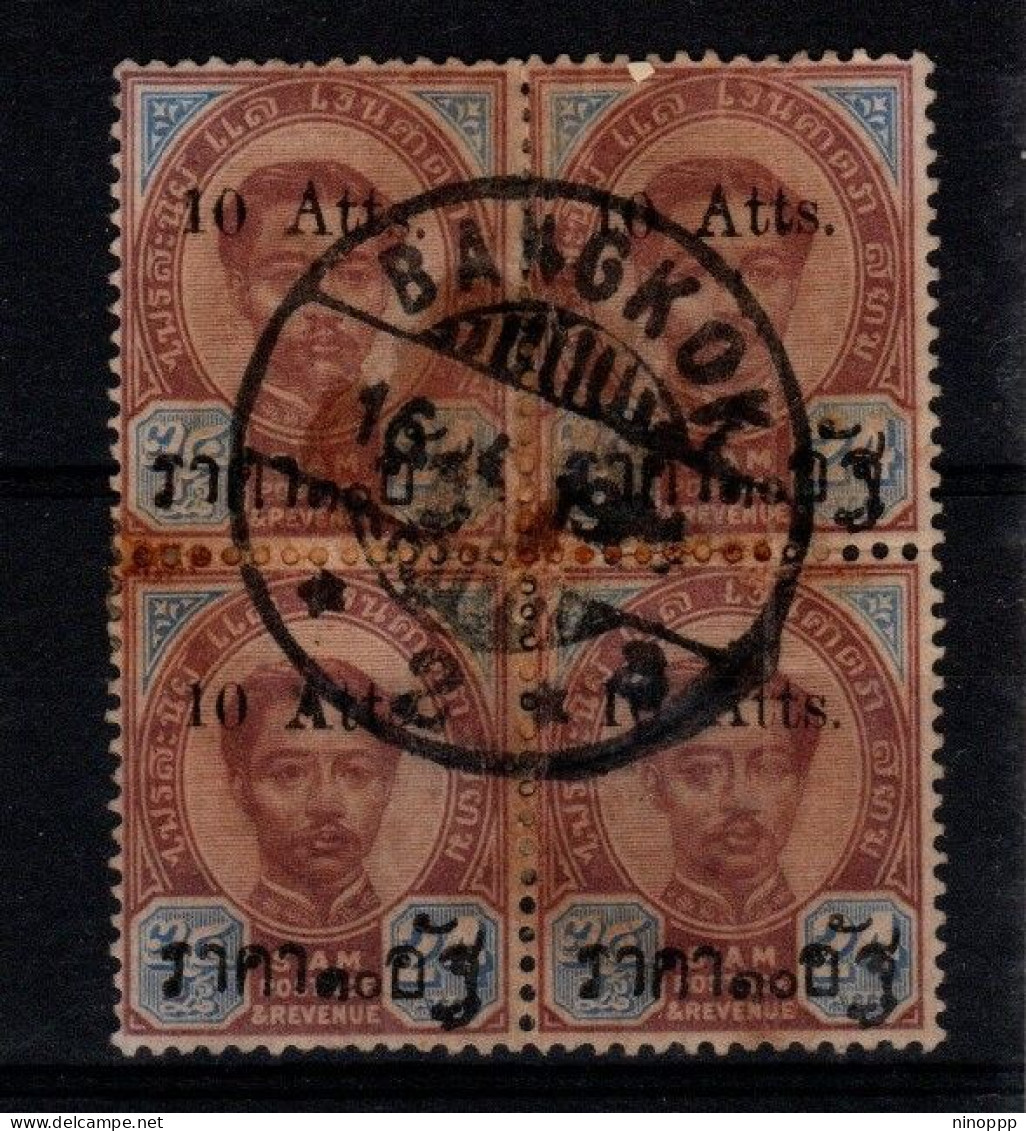 Thailand Cat 50 1895 Provisional 10 Atts On24 Atts,block 4 Used, - Thaïlande