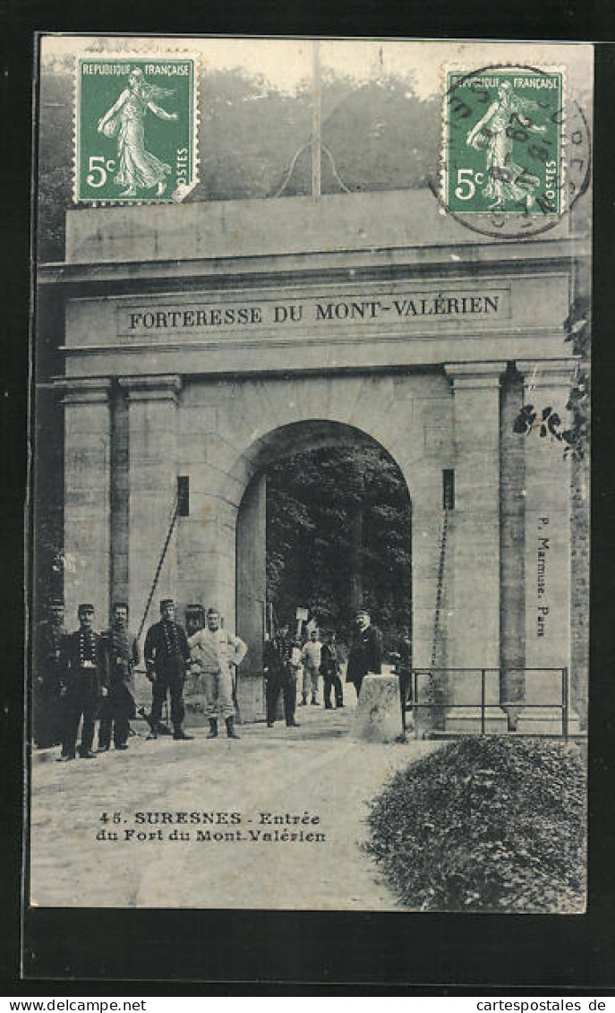 CPA Suresnes, Entrée Du Fort Du Mont-Valérien, Tor Zum Fort  - Suresnes