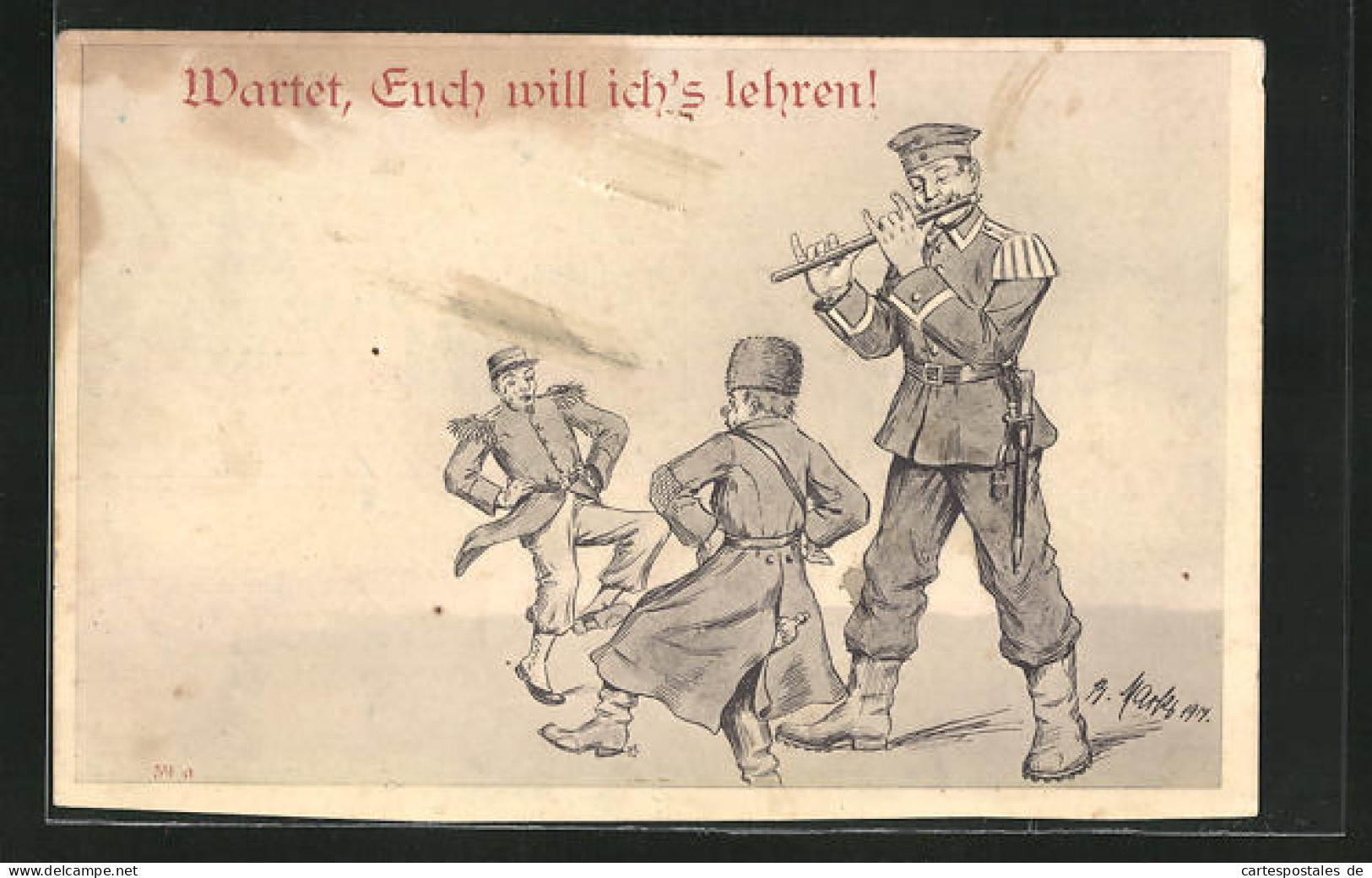 AK Wartet, Euch Will Ich's Lehren! Propaganda 1. Weltkrieg  - Weltkrieg 1914-18