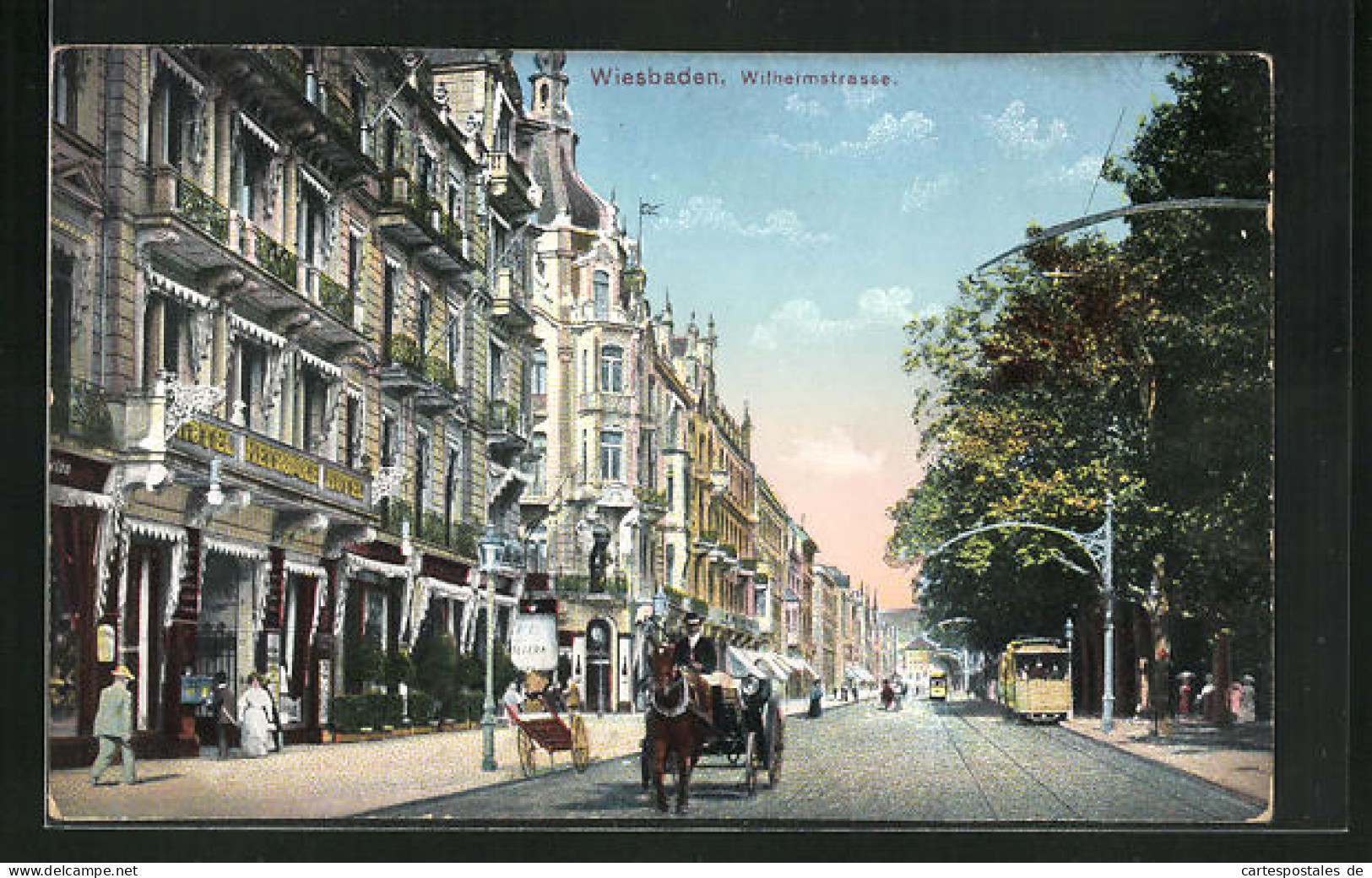 AK Wiesbaden, Wilhelmstrasse Mit Hotel  - Wiesbaden