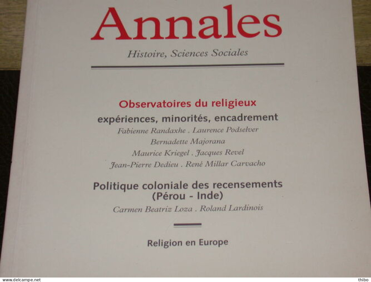 Revue "Annales" Histoire Sciences Sociales. Mars-Avril 2002 - Zonder Classificatie