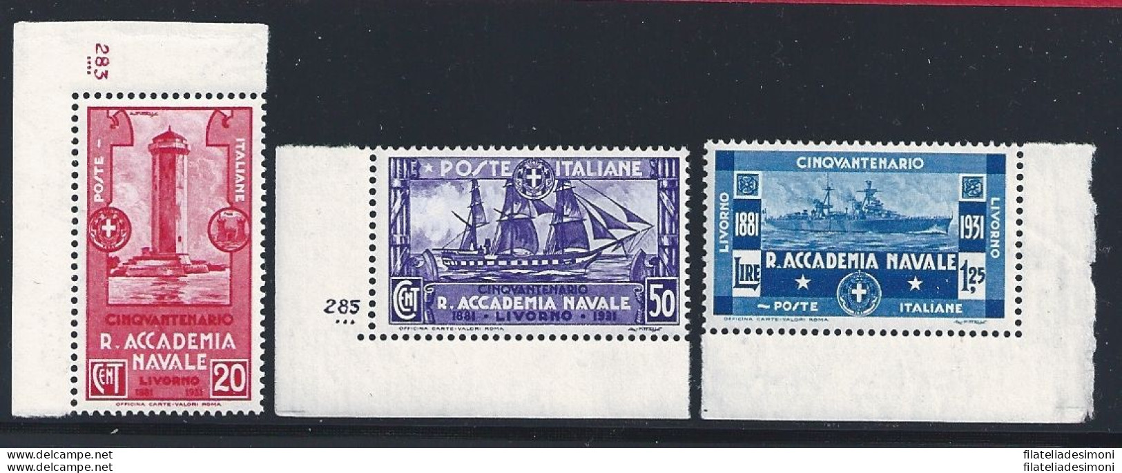 1931 Italia - Regno  - Accademia Navale , N. 300/302 - 3 Valori  MNH** ADF-NUMER - Altri & Non Classificati